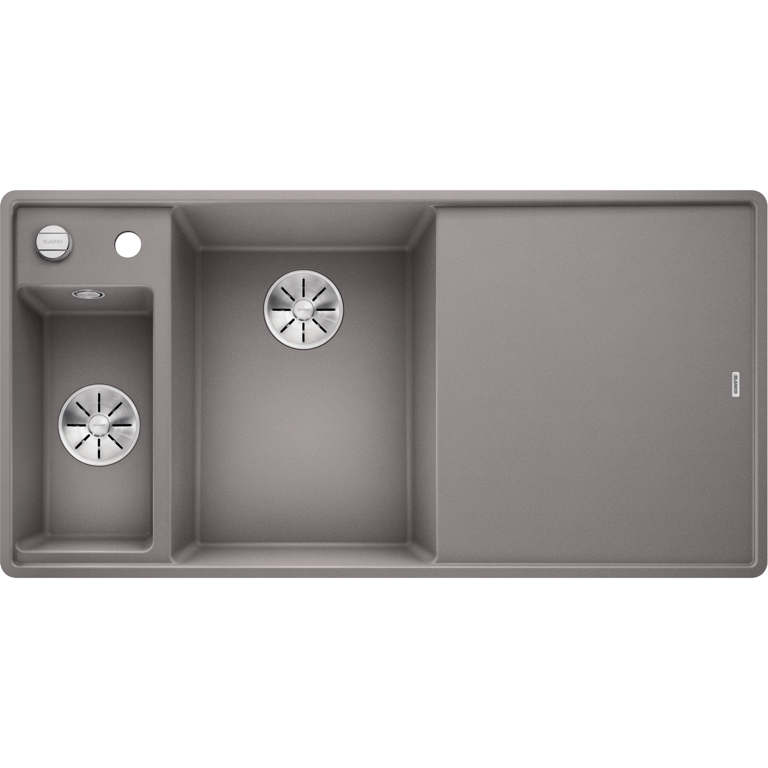 Diskbänk Blanco Axia III 6 S-F InFino Alumetallic, Ho till Vänster, med Skärbräda i härdat glas