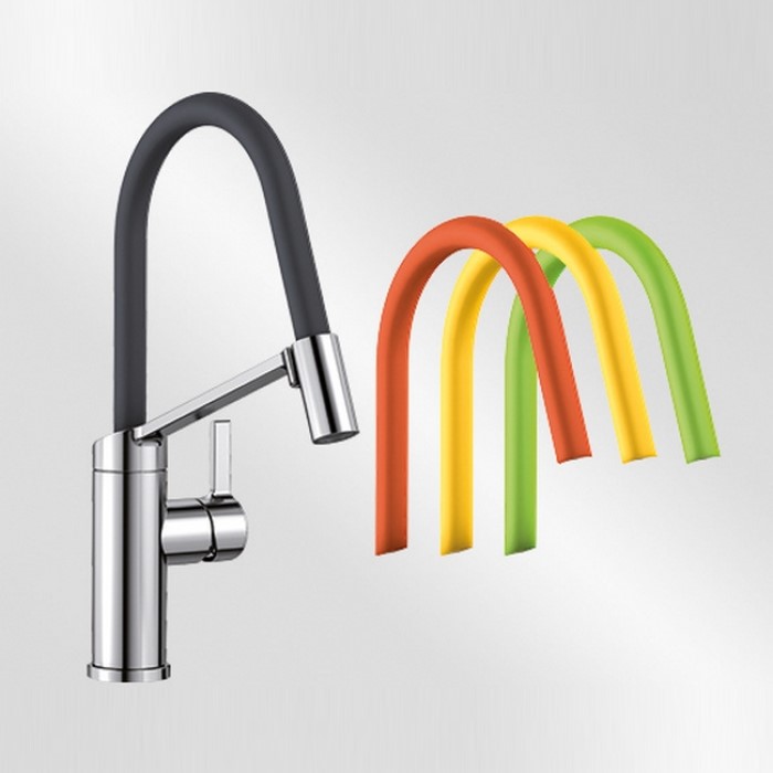 Kjøkkenbatteri Blanco Viu S Farget Ettgrepsbatteri med Uttrekkbar & Svingbar Tut