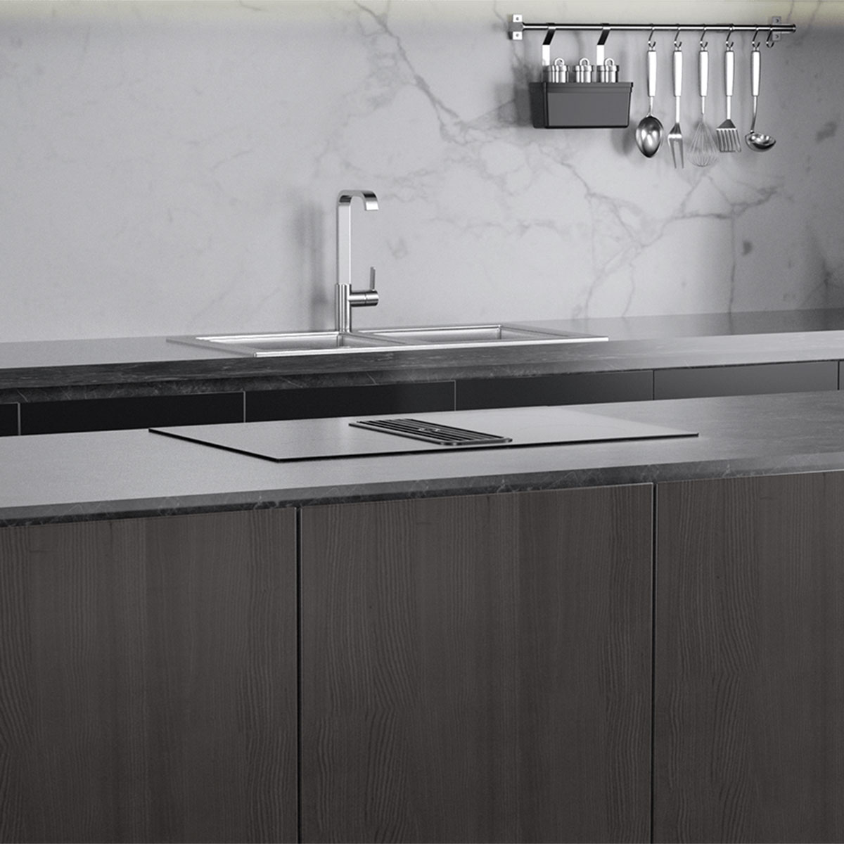 Induksjonstopp med kjøkkenvifte Thermex Typhoon II Flex Zone