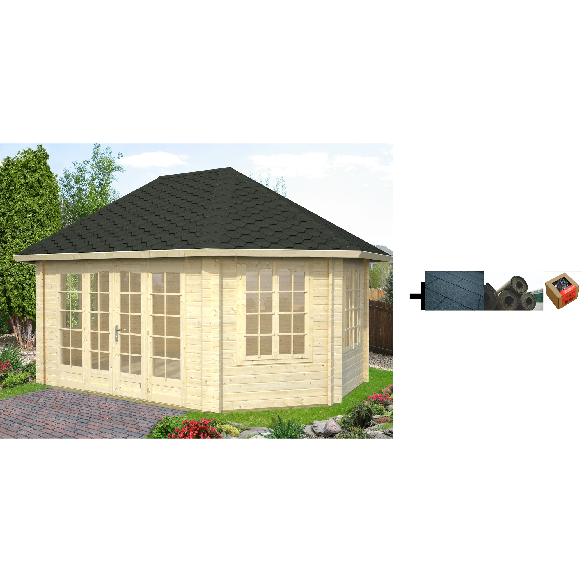 Lysthus Palmako Hanna 20,3 m2 med Shingel, Papp og Spiker