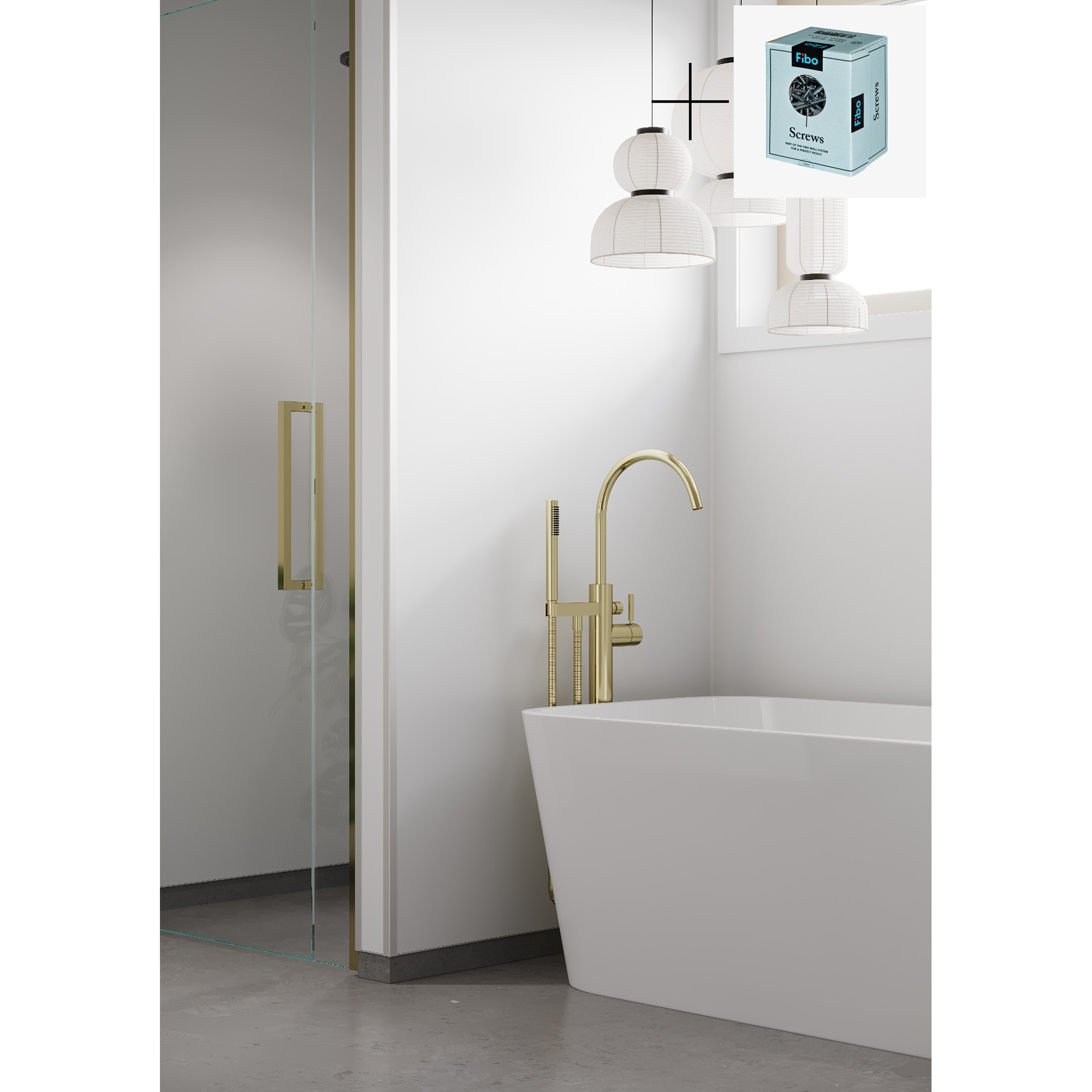 Baderomspanel Fibo 2094-00 S White med Monteringsskruer