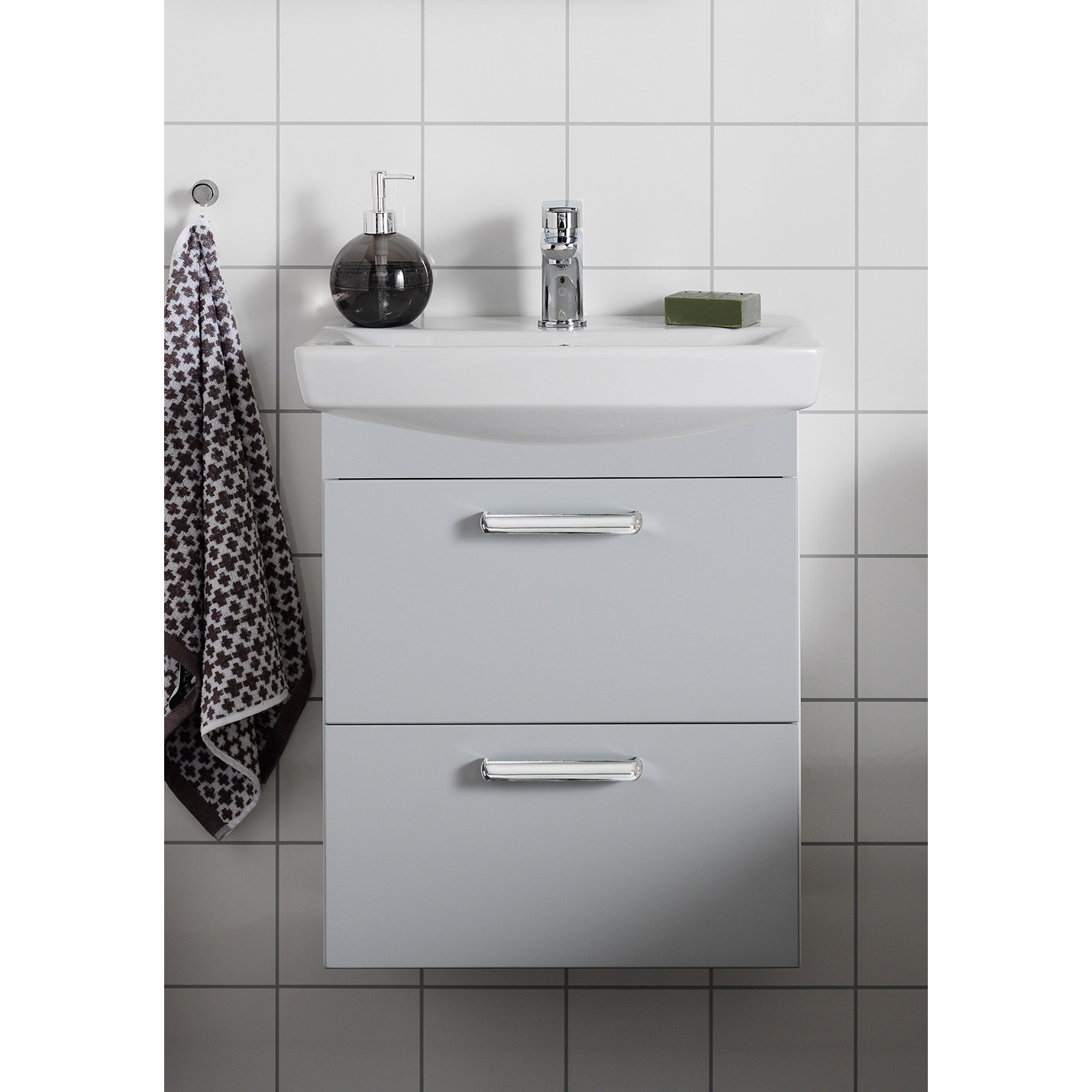 tvättställsskåp hafa life med tvättställ ljusgrå matt