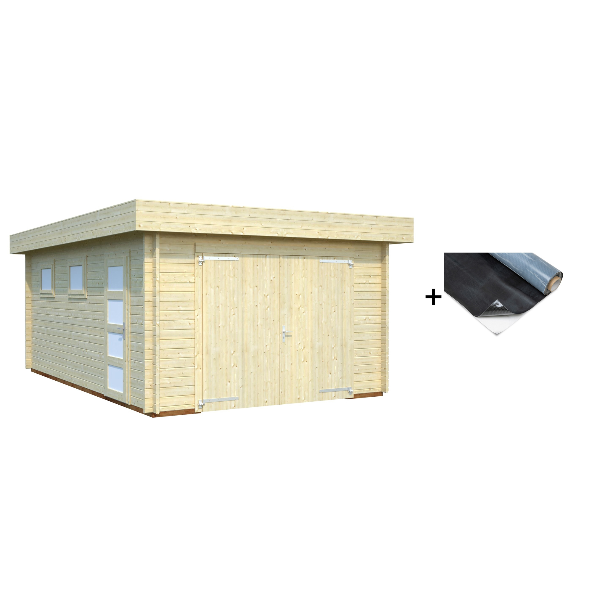 Garasje Palmako Rasmus 19 m2 med Dobbel Treport med EPDM Takfolie