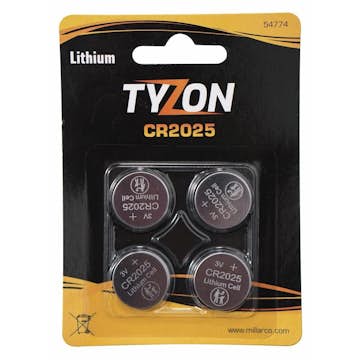 Batterier Tyzon CR2025 Litiumbatterier 4 stk
