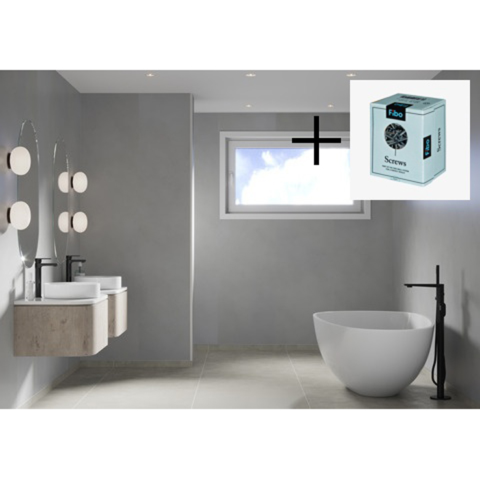 Baderomspanel Fibo 0145 Soft Cement med Monteringsskruer