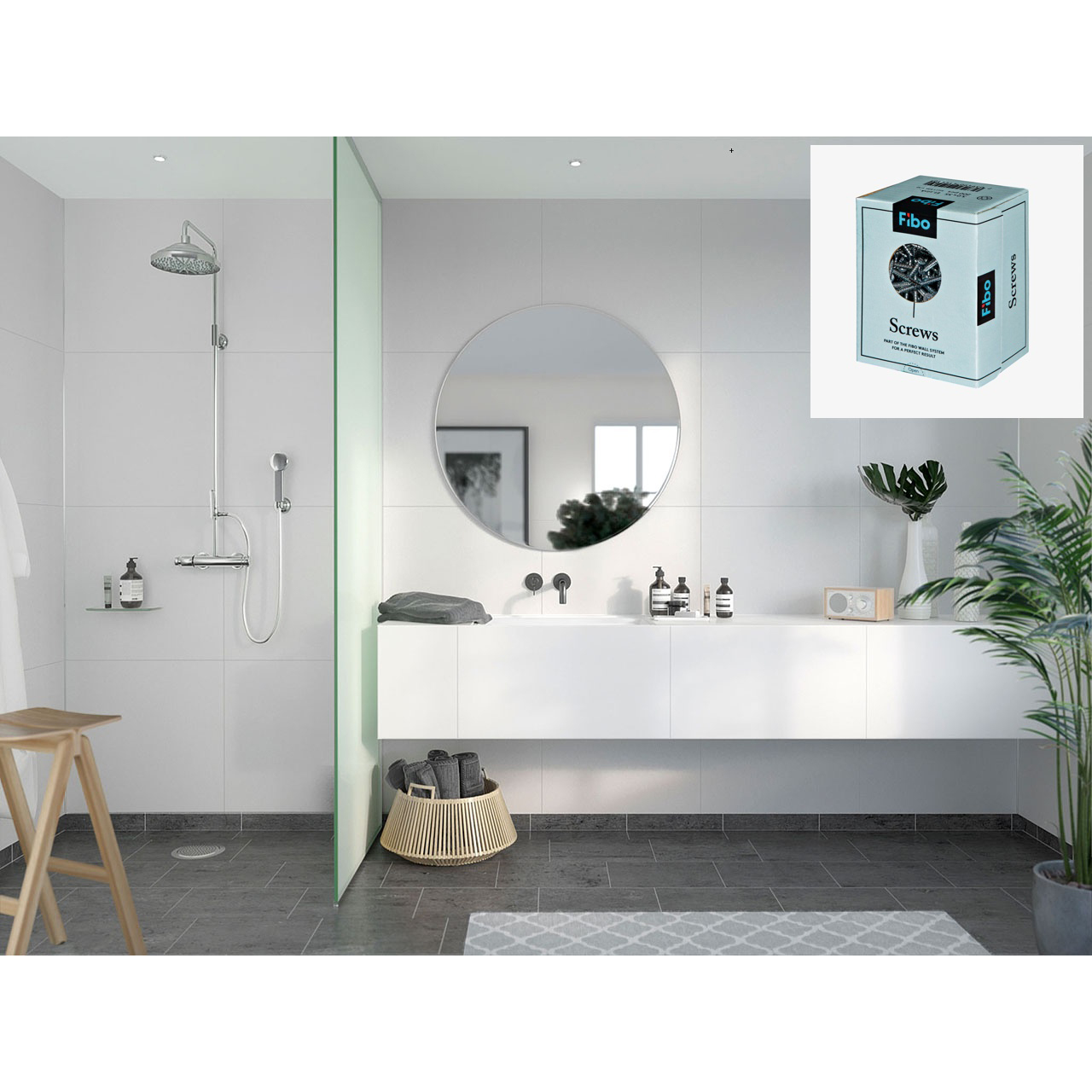 Baderomspanel Fibo 2094-6060 S White med Monteringsskruer