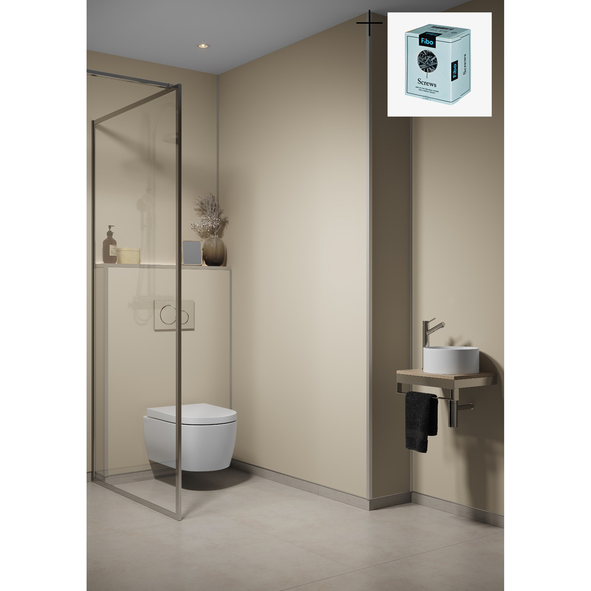 Baderomspanel Fibo 5233-00 EM Light Sand med Monteringsskruer
