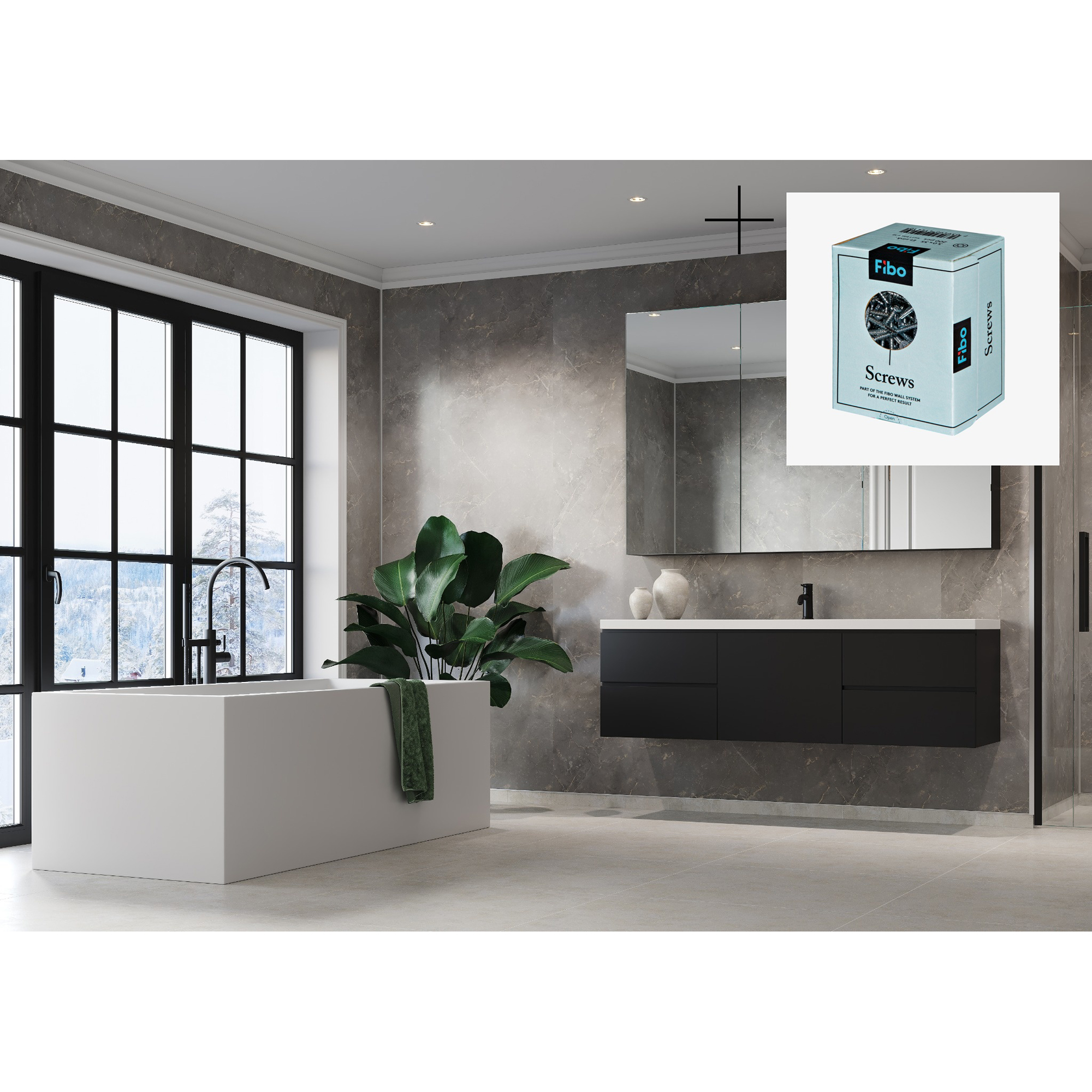 Baderomspanel Fibo Brown Marble 2278-M00S med Monteringsskruer