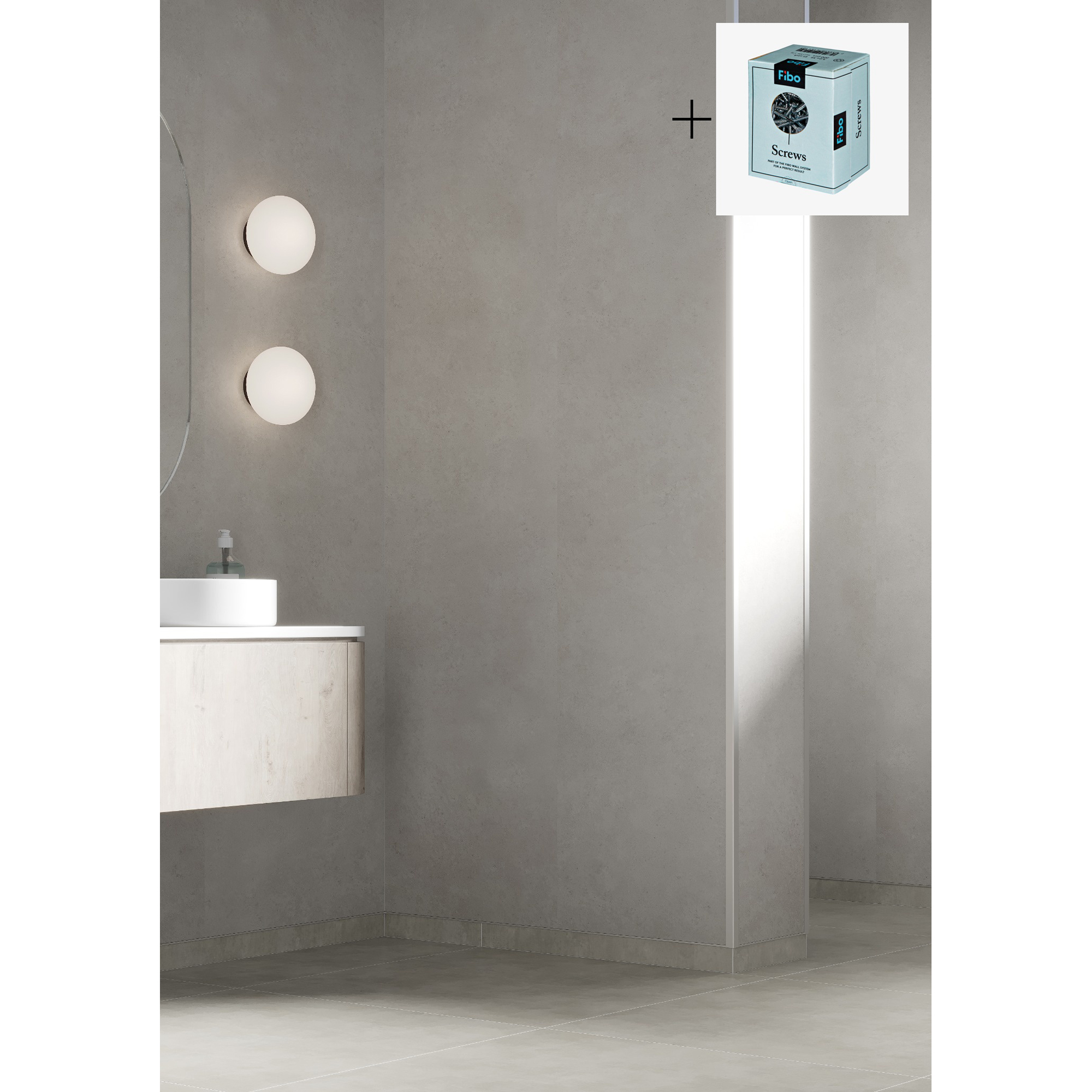 Baderomspanel Fibo Black Marble 2272-M6060S med Monteringsskruer