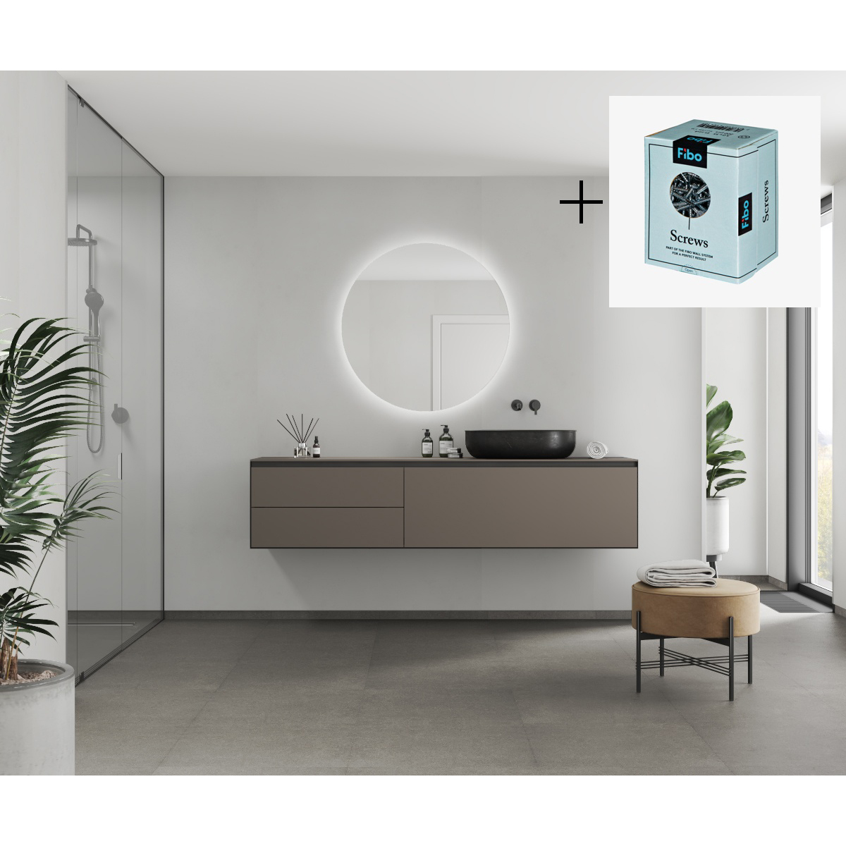 Baderomspanel Fibo 6274-6030 Dusty Blue med Monteringsskruer