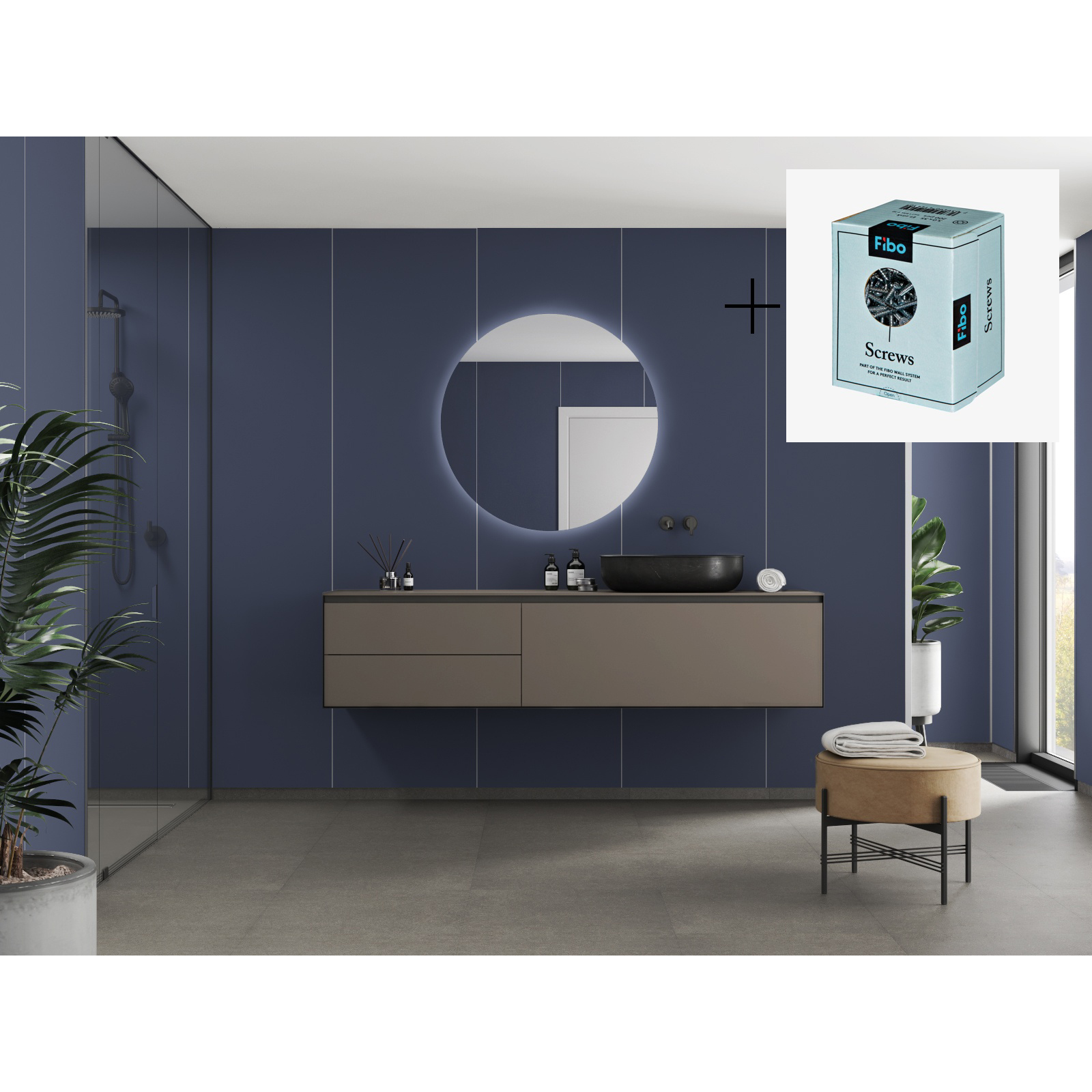 Baderomspanel Fibo 5230-M10 Smokey Blue med Monteringsskruer