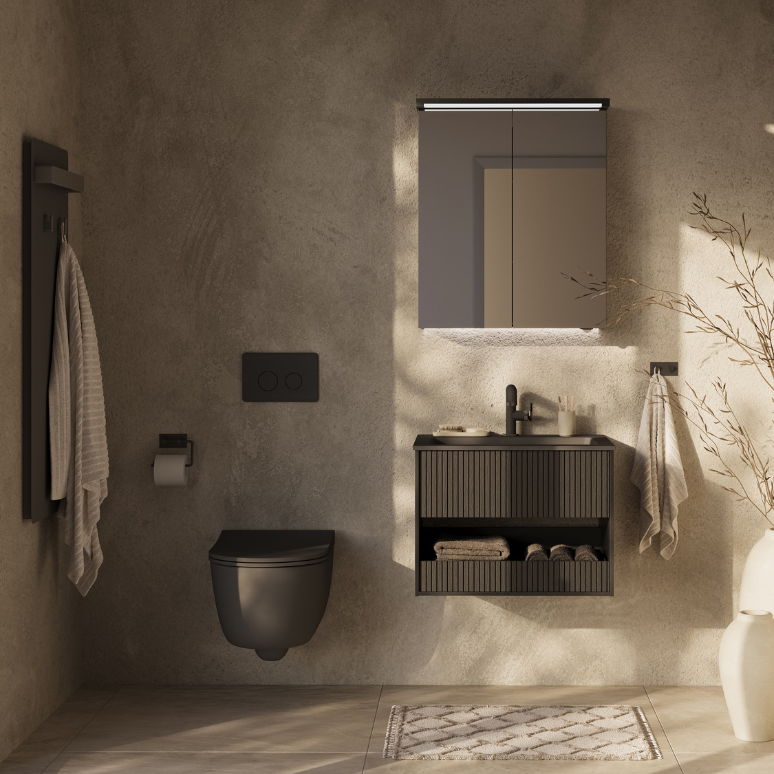 Tvättställsskåp Svedbergs Epos 60x45 med 1 Låda och 1 Öpen Hylla