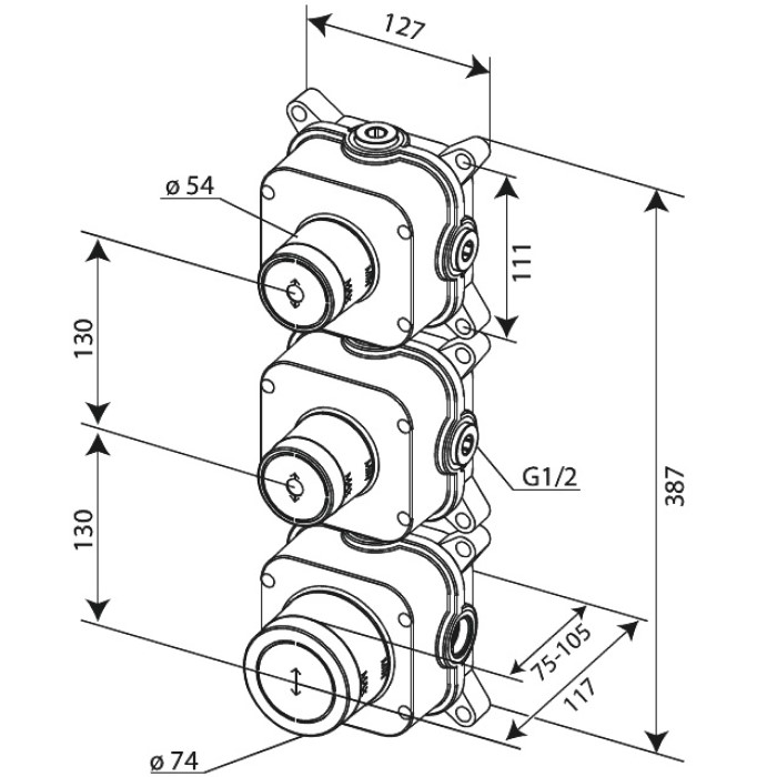 Innbyggingsdel Damixa Silhouet Takdusj XS1/XS2