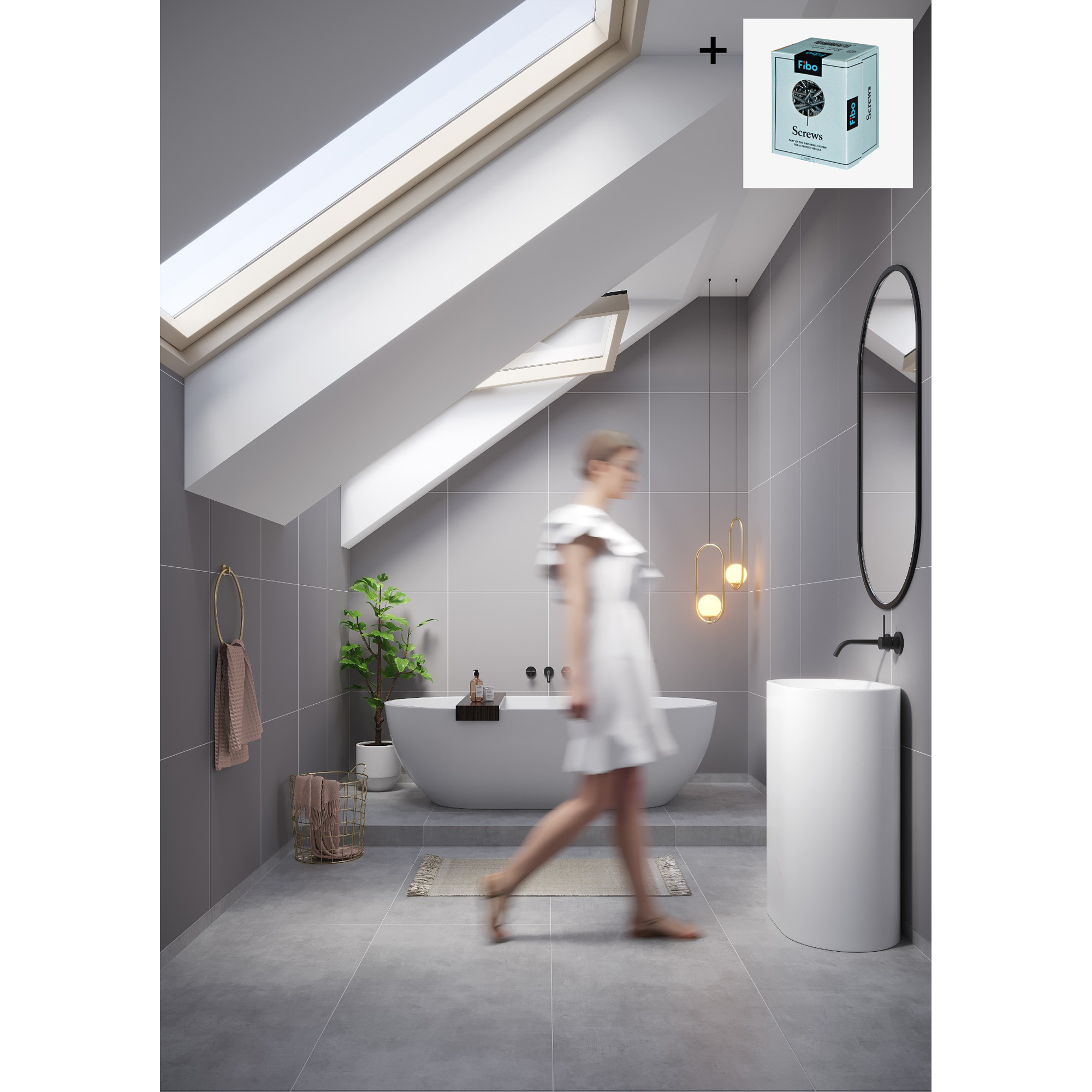 Baderomspanel Fibo 0089-6060 EM Aberdeen med Monteringsskruer