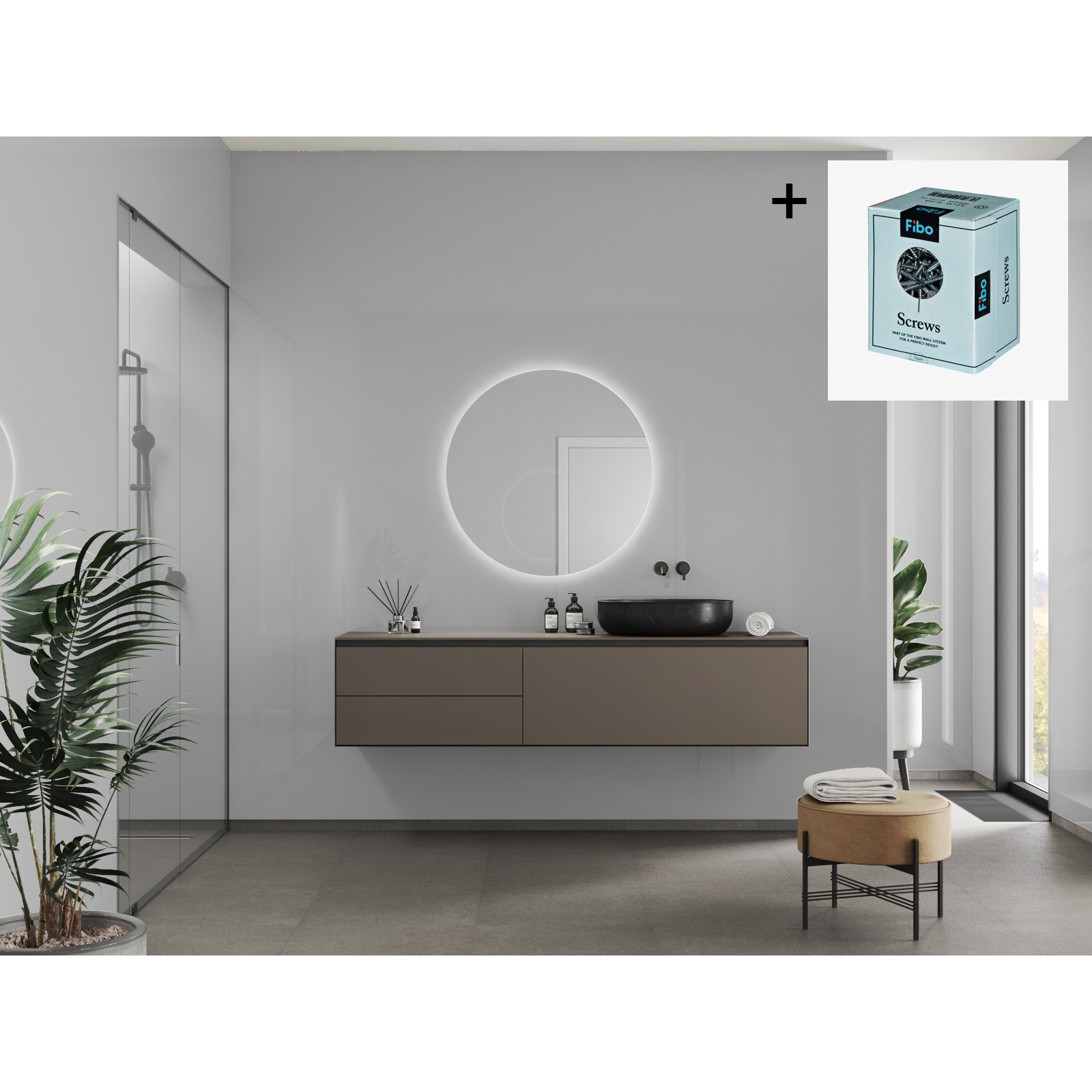 Baderomspanel Fibo 4063-00 Clean Grey med Monteringsskruer