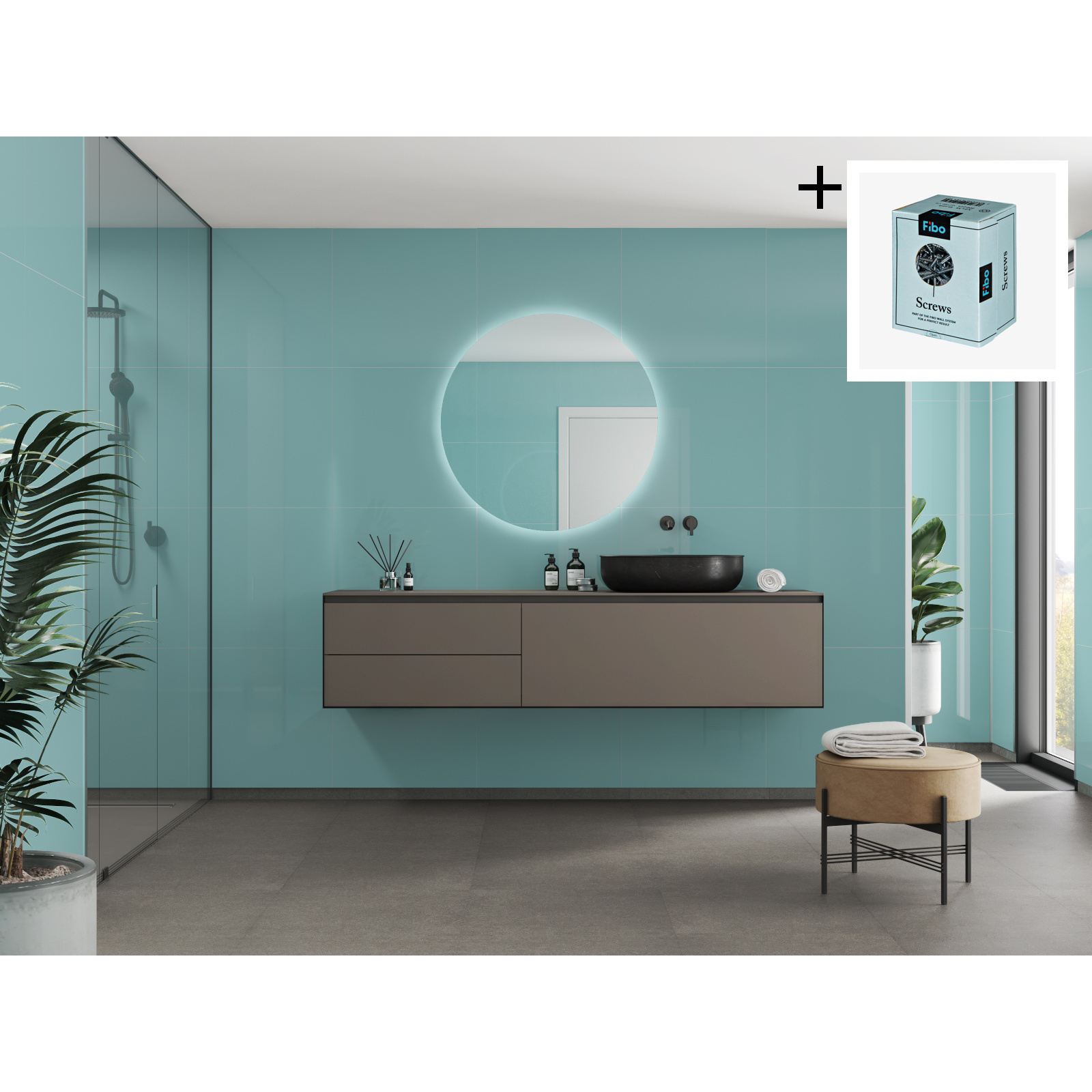 Baderomspanel Fibo 2212-6060 Aquamarine med Monteringsskruer
