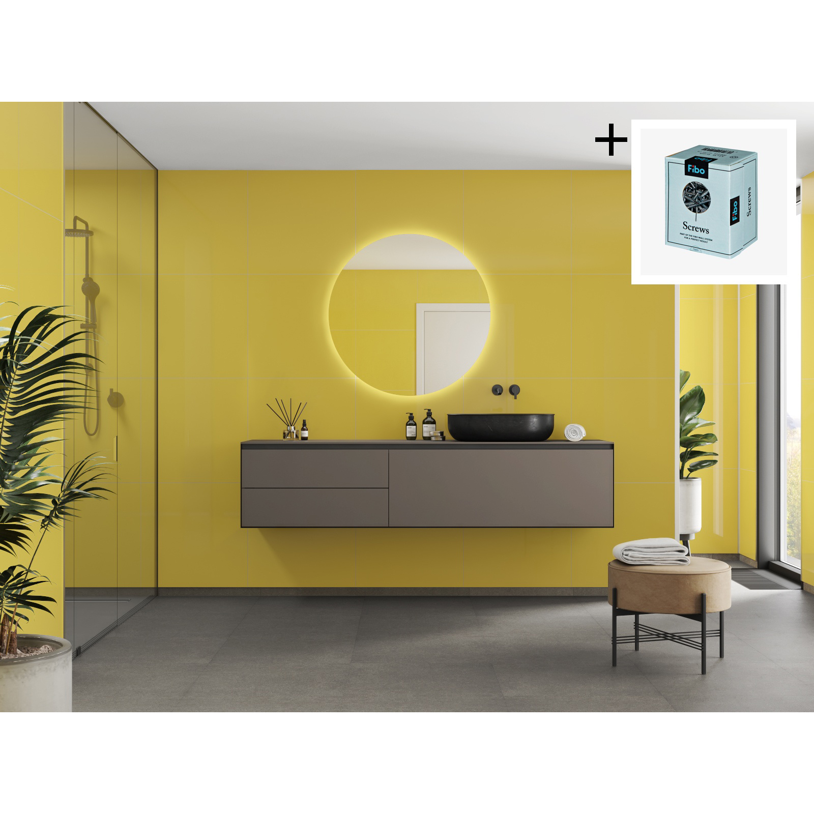 Baderomspanel Fibo 5223-M6060 Yellow med Monteringsskruer