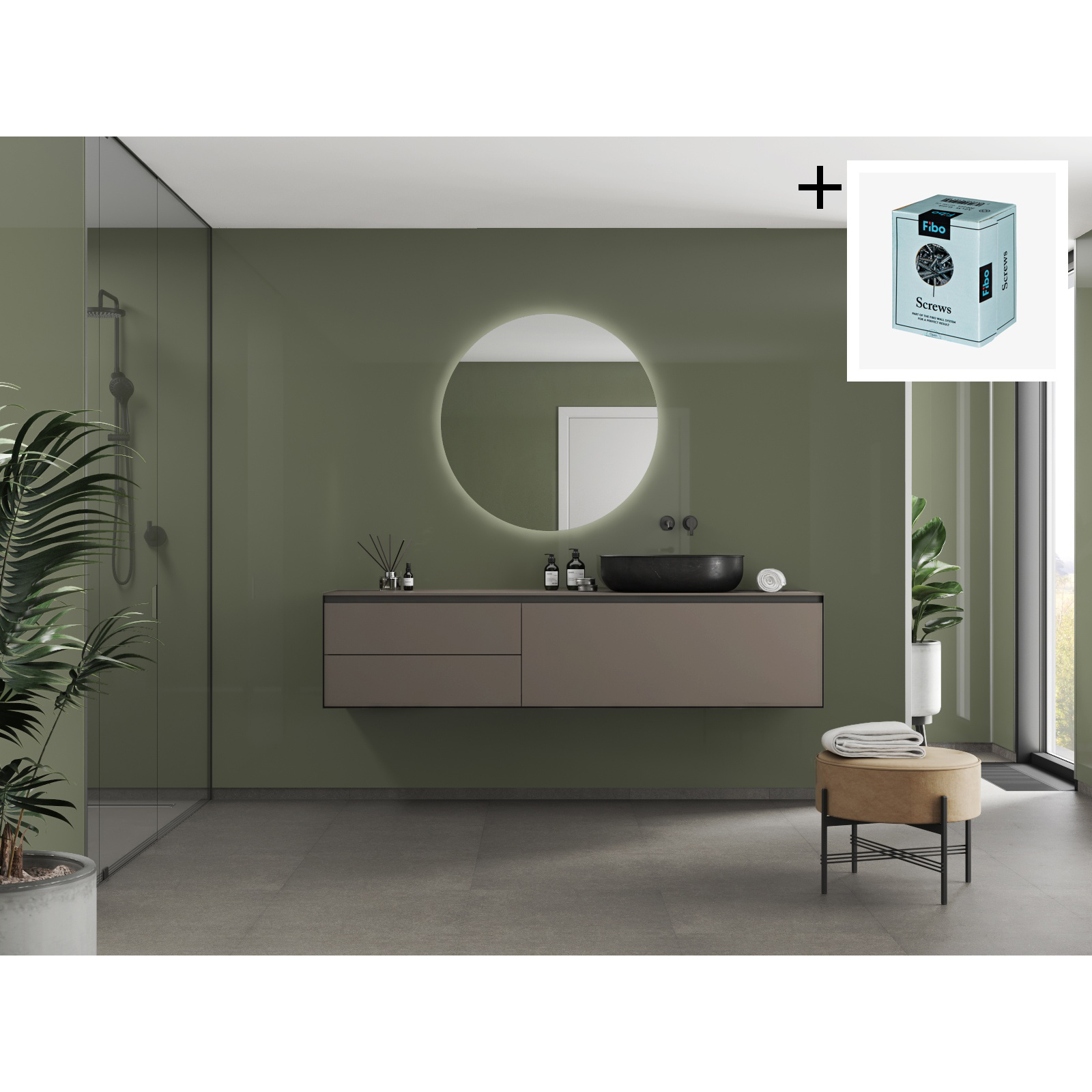Baderomspanel Fibo 5207-F00 Camo Green med Monteringsskruer