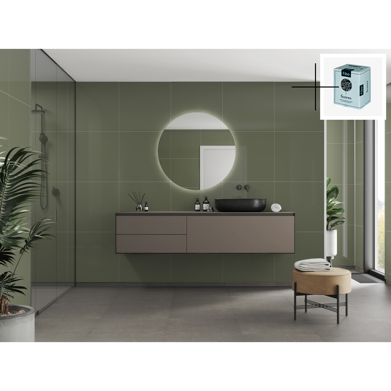 Baderomspanel Fibo 5207-M6060 Camo Green med Monteringsskruer