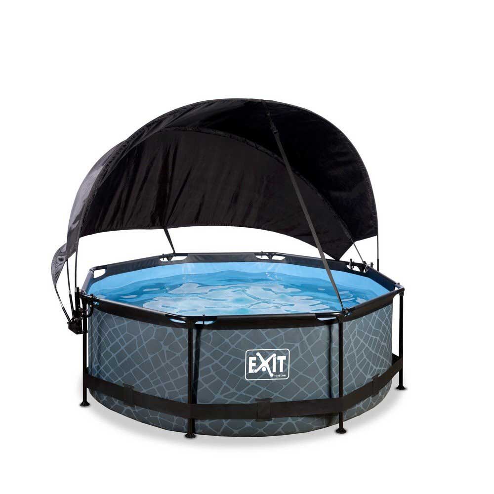 Barnpool Exit Toys Ø244x76 cm Med Solsegel Och Filterpump Grå