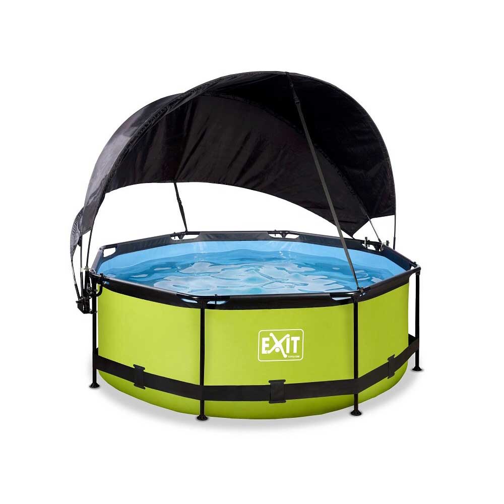 Barnpool Exit Toys Ø244x76 cm Med Solsegel Och Filterpump Grön