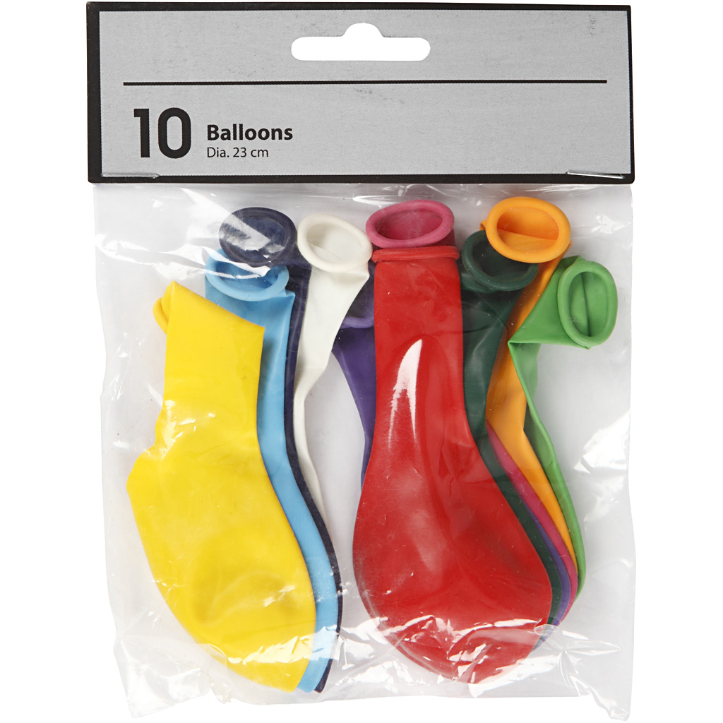 Ballonger Creativ Company Runde 23 cm 10 stk/1 Pk Ass Farger