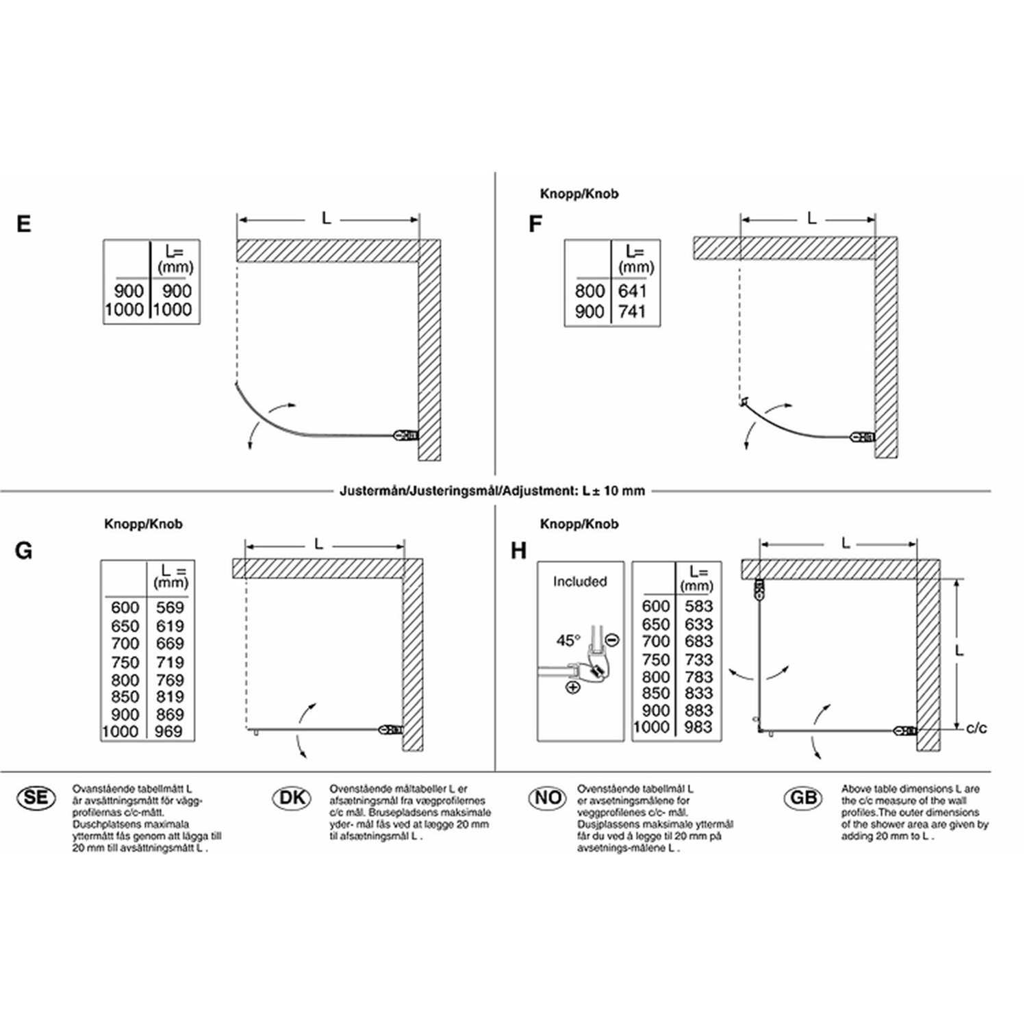 Duschhörn Contura Shower Space SPNK Rak