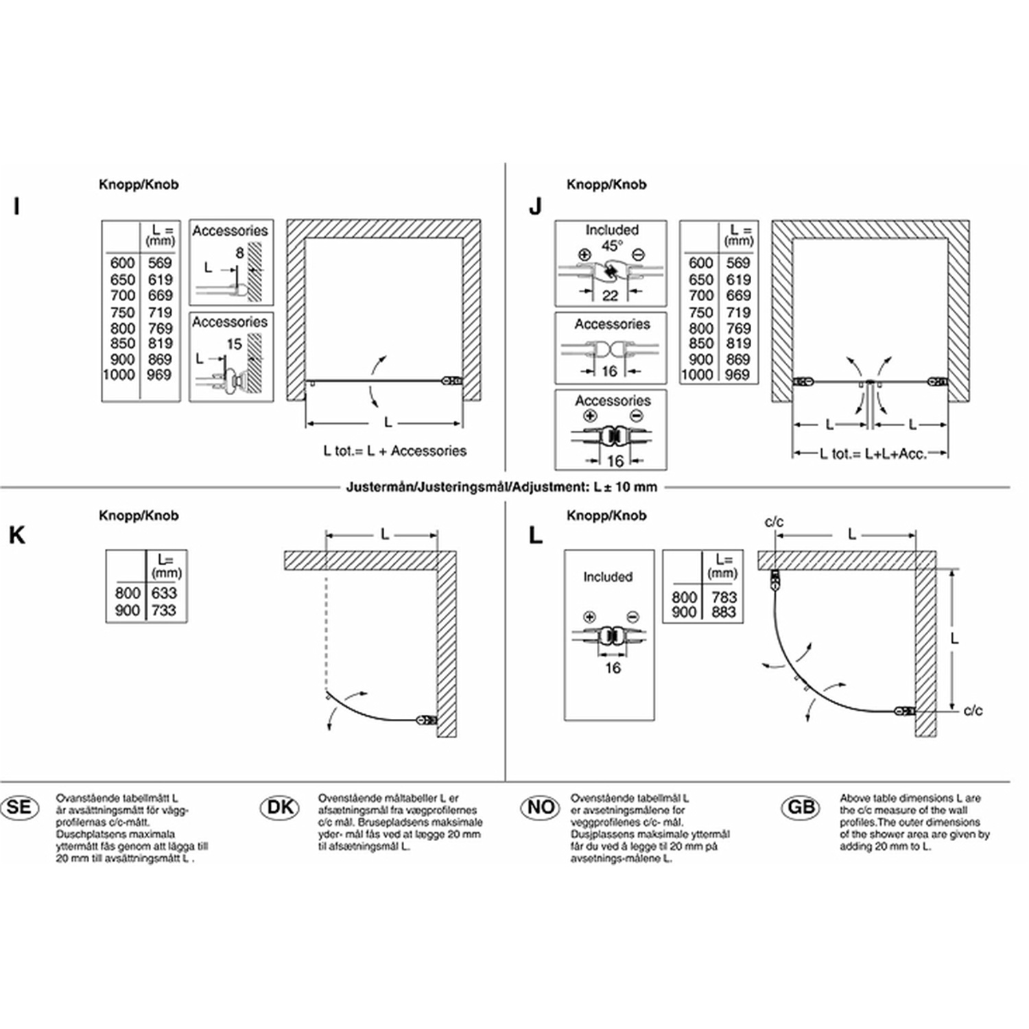 Duschhörn Contura Shower Space SPNK Rak
