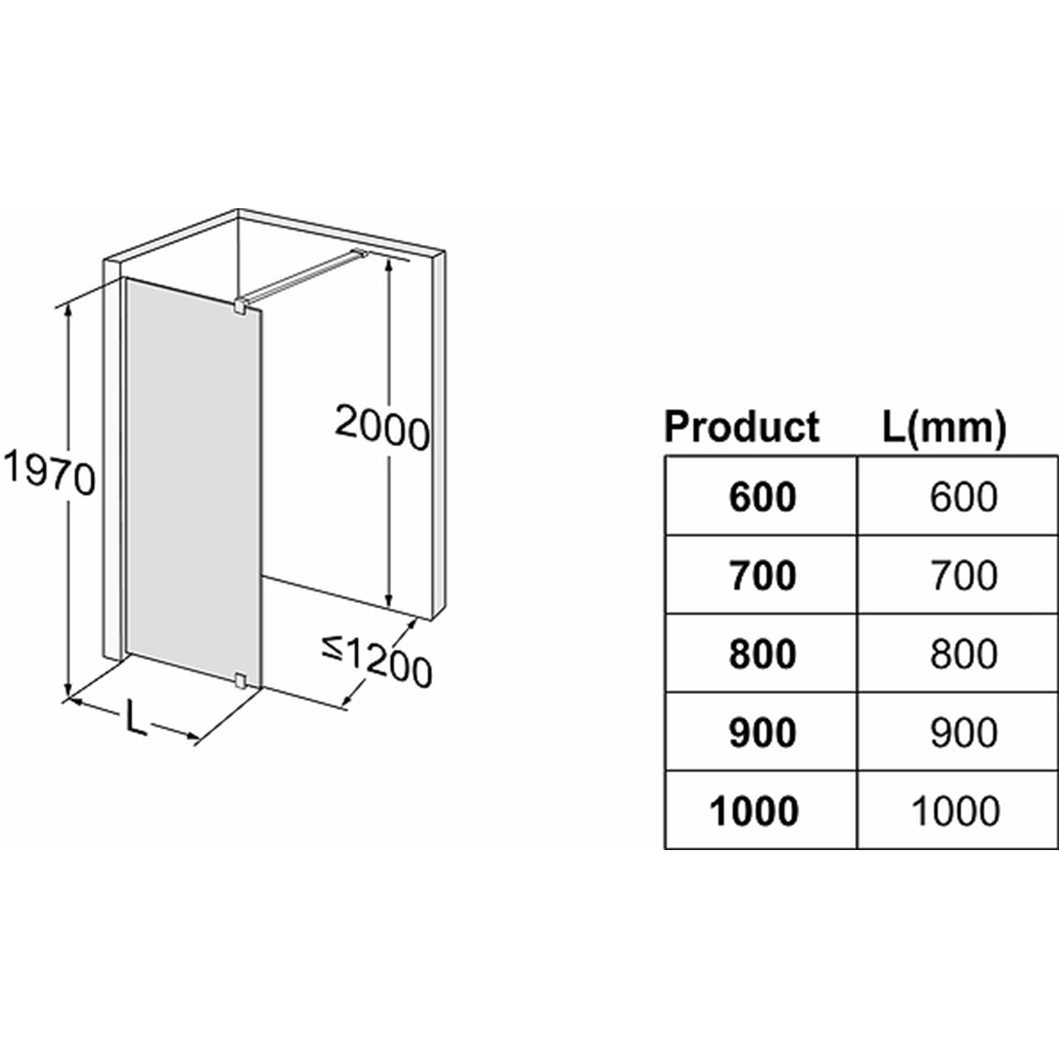 Duschvägg Contura Shower Space SFNK Fast med Väggstag