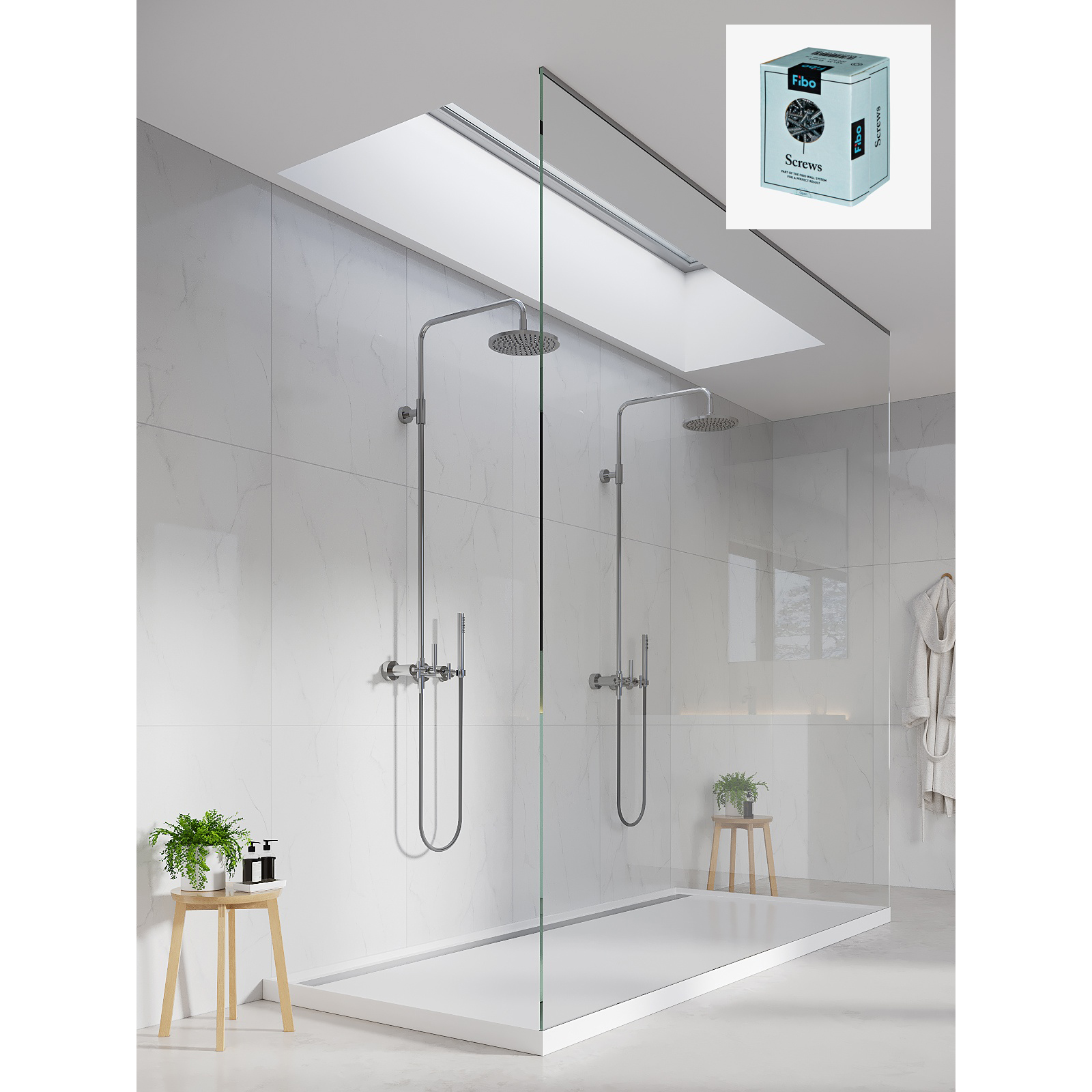 Baderomspanel Fibo 3487-M6080HG Bright Marble med Monteringsskruer