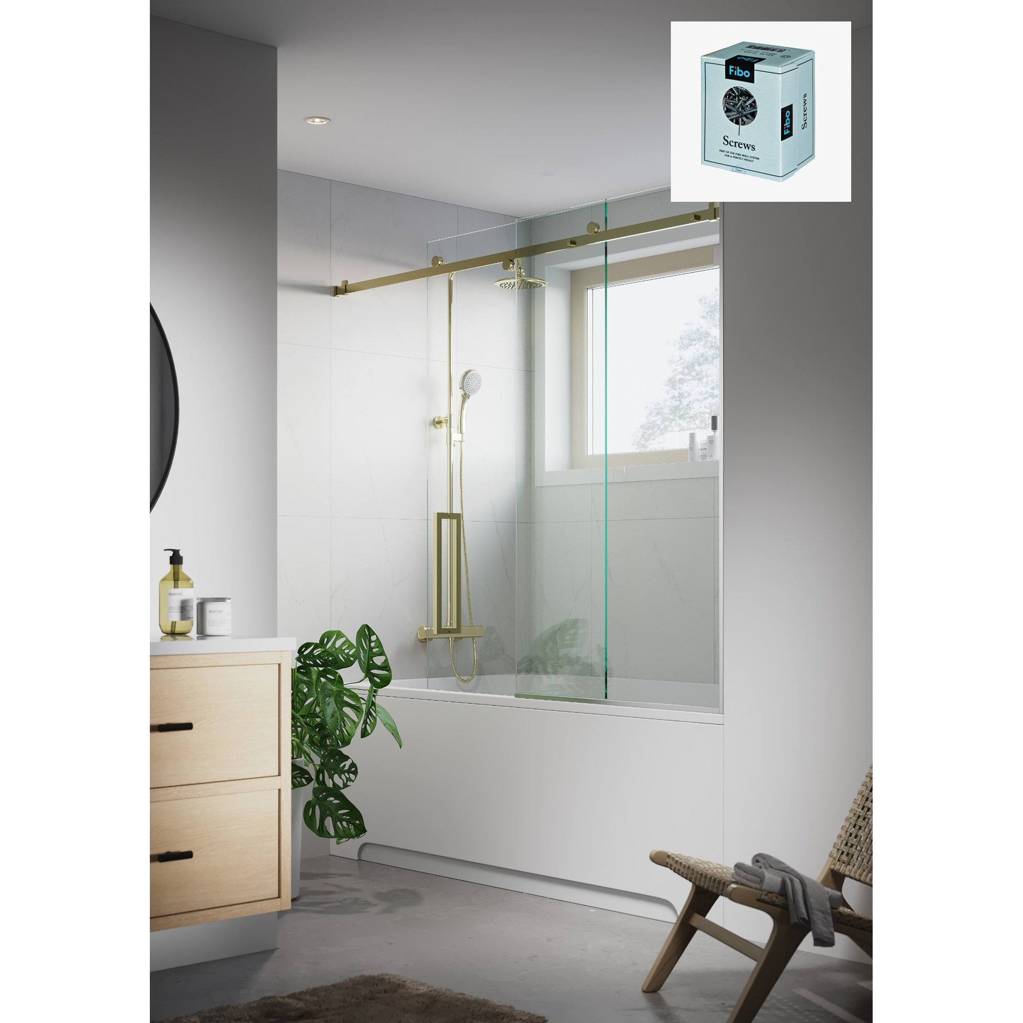 Baderomspanel Fibo 2487-M6060S Bianco Marble med Monteringsskruer