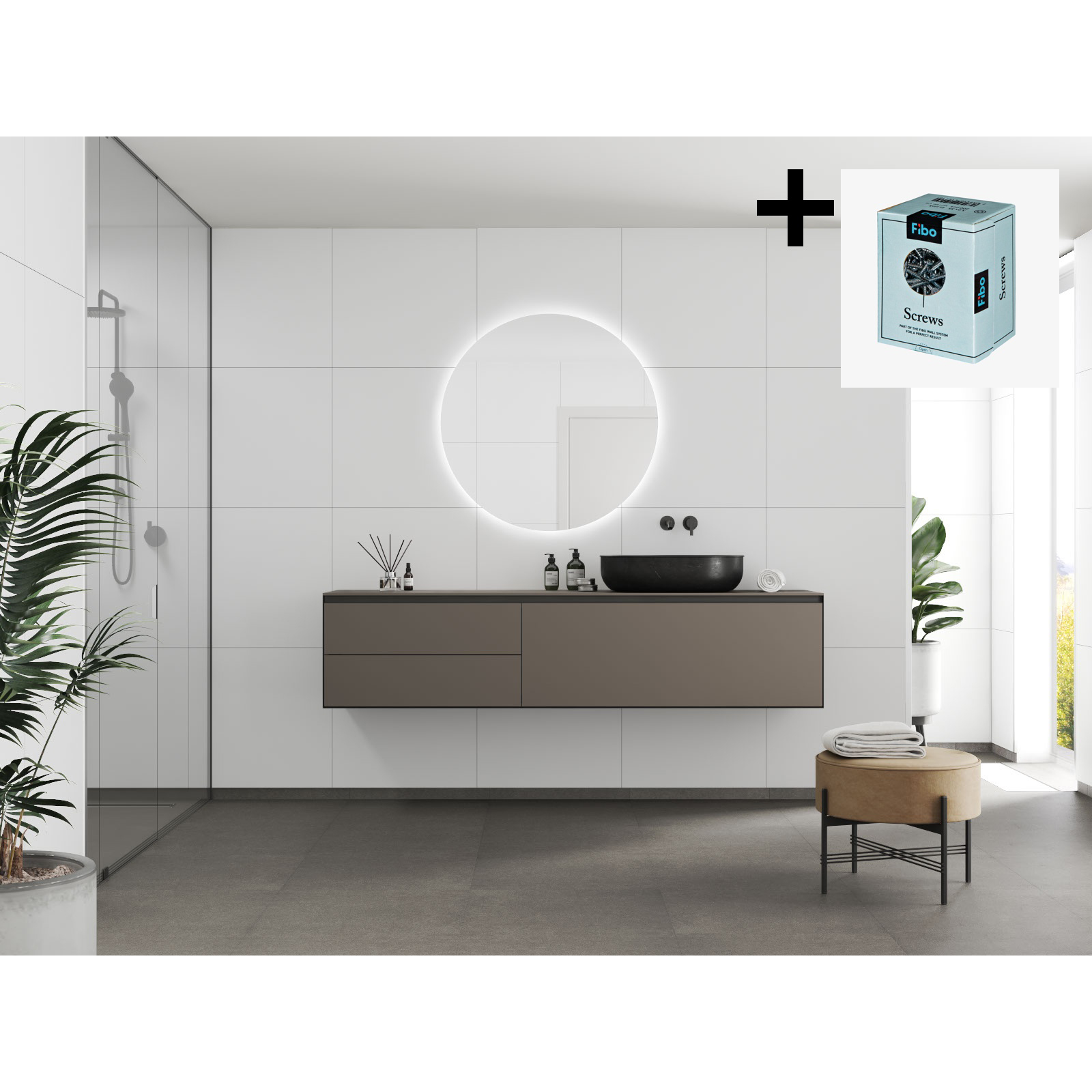 Baderomspanel Fibo 2099-M6060 White Contrast med Monteringsskruer