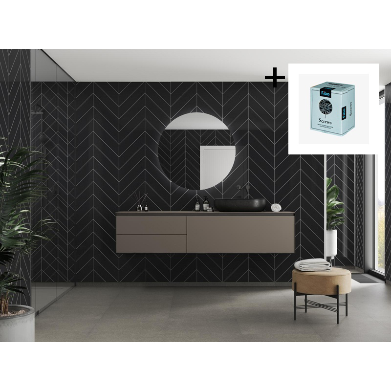 Baderomspanel Fibo 2124-M78 Black Gloss med Monteringsskruer