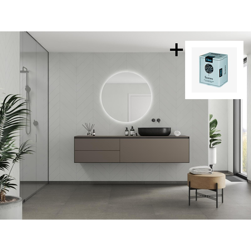 Baderomspanel Fibo 2145-M78 Grey Cement med Monteringsskruer