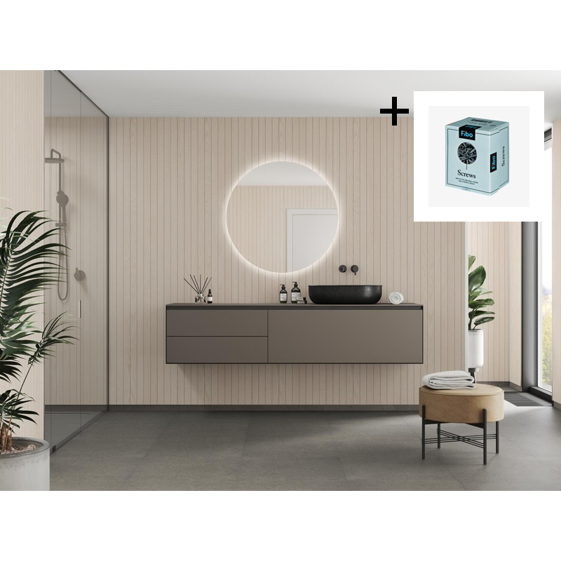 Baderomspanel Fibo 2159-M0500 Light Wood med Monteringsskruer