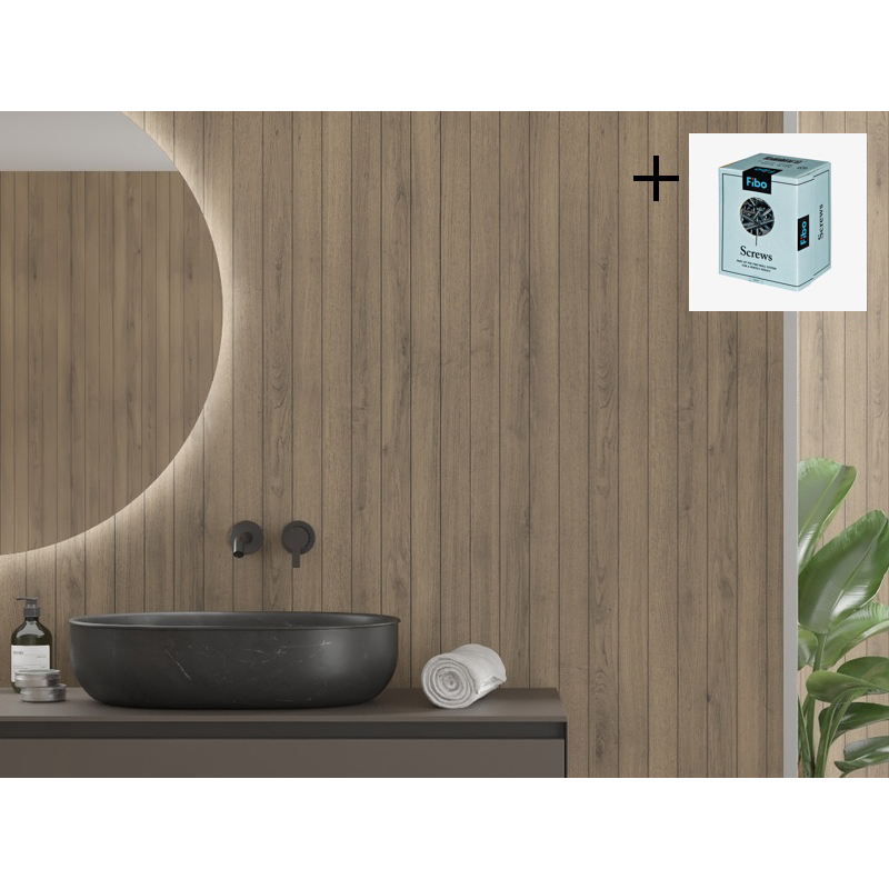 Baderomspanel Fibo 2164-M0500 Pure Oak med Monteringsskruer