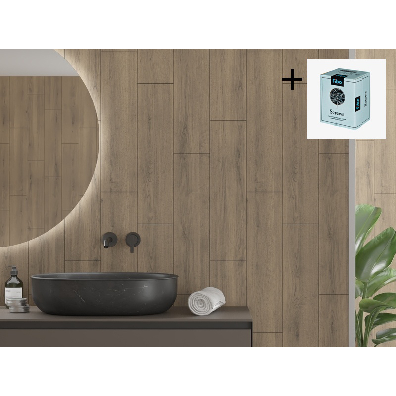 Baderomspanel Fibo 2164-M76 Pure Oak med Monteringsskruer