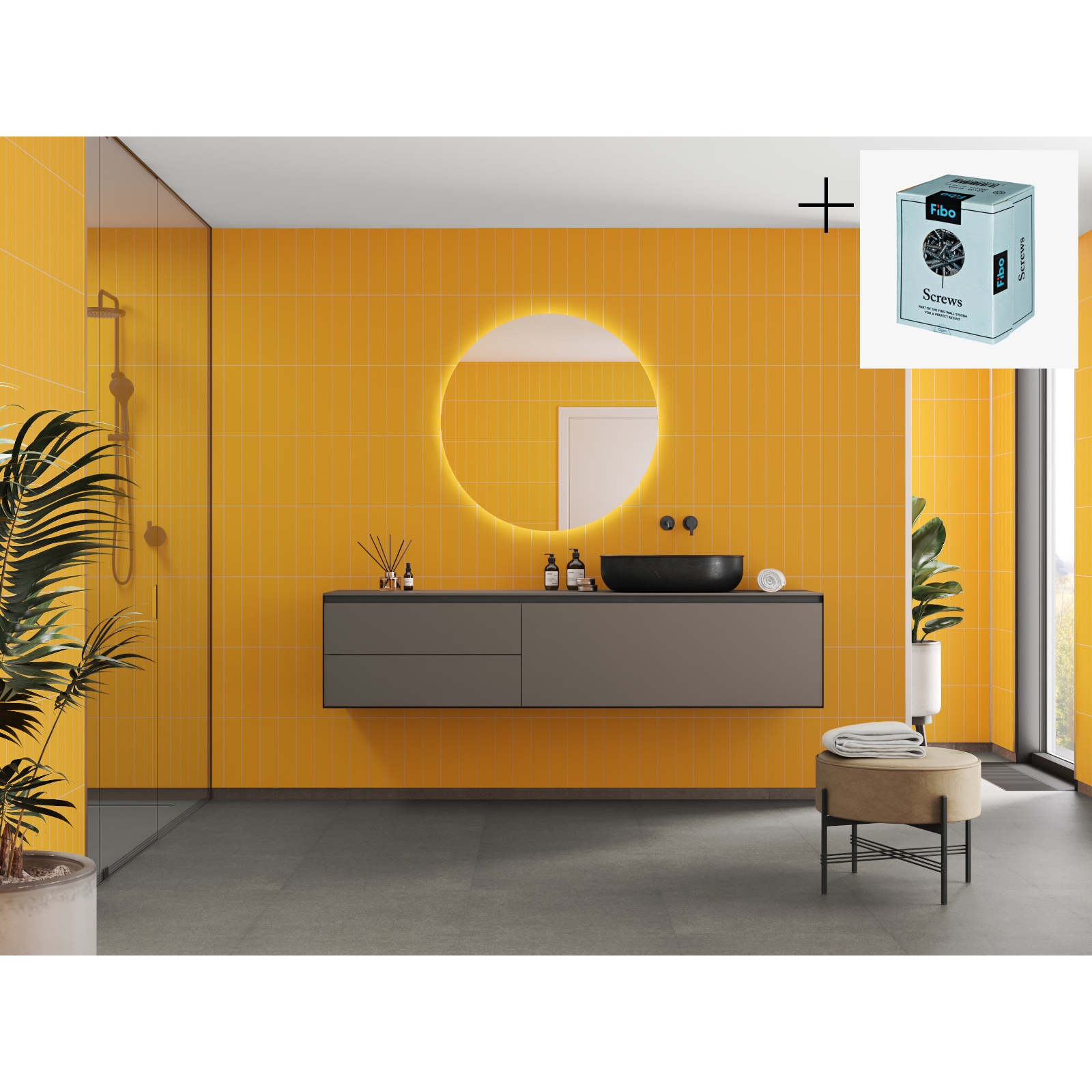 Baderomspanel Fibo 2167-M0830 Deep Yellow med Monteringsskruer