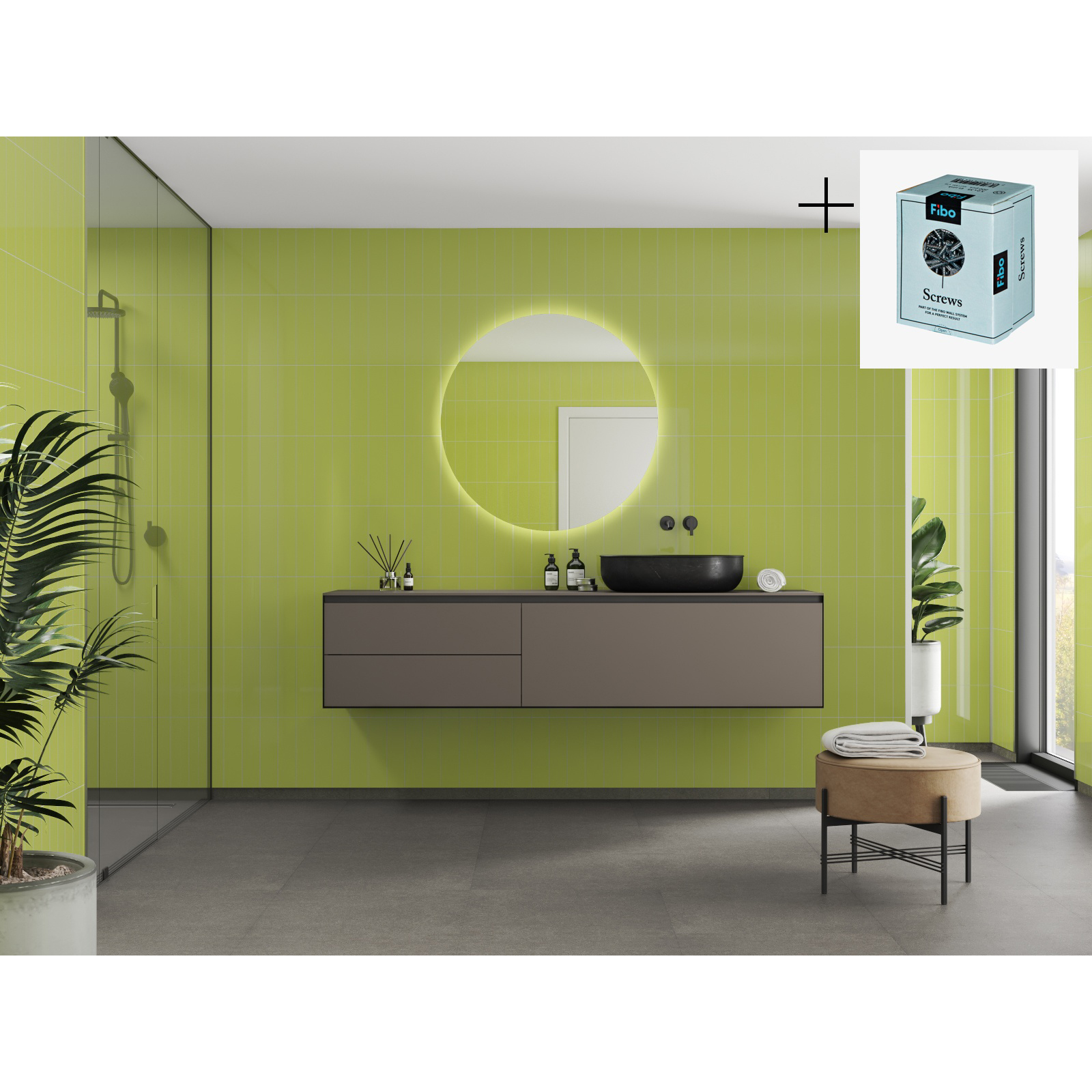 Baderomspanel Fibo 2446-M0830 Lime med Monteringsskruer