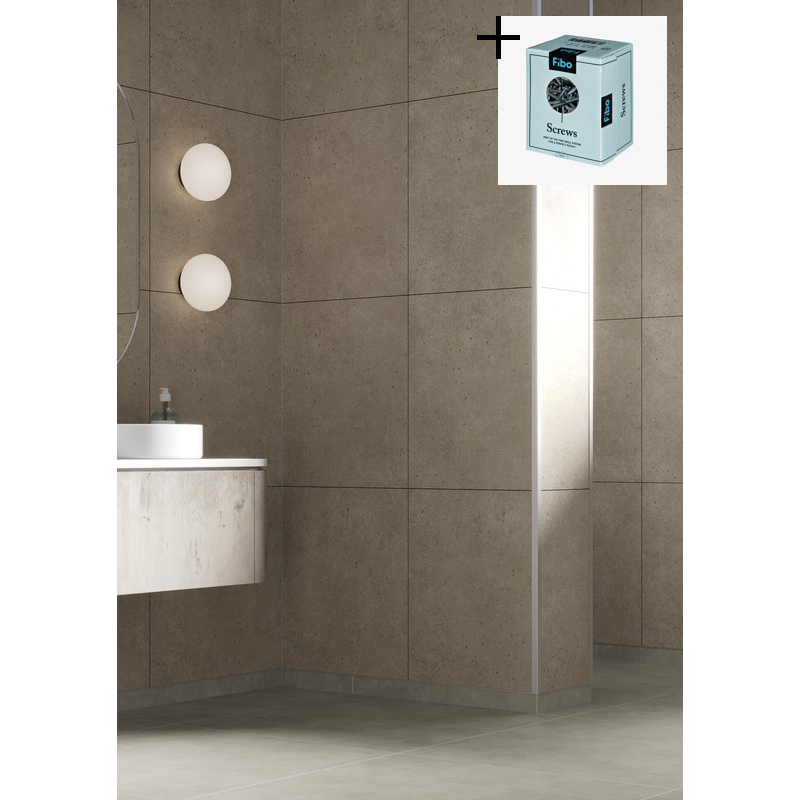 Baderomspanel Fibo 2490-M6060 Rough Cement med Monteringsskruer