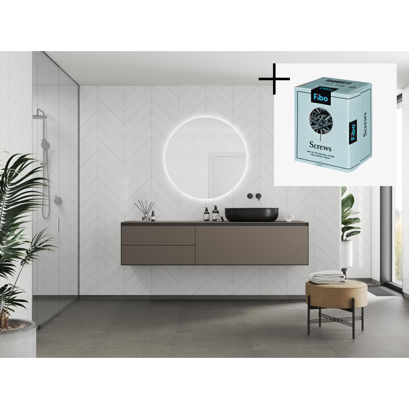 Baderomspanel Fibo 3091-M78 Denver White med Monteringsskruer