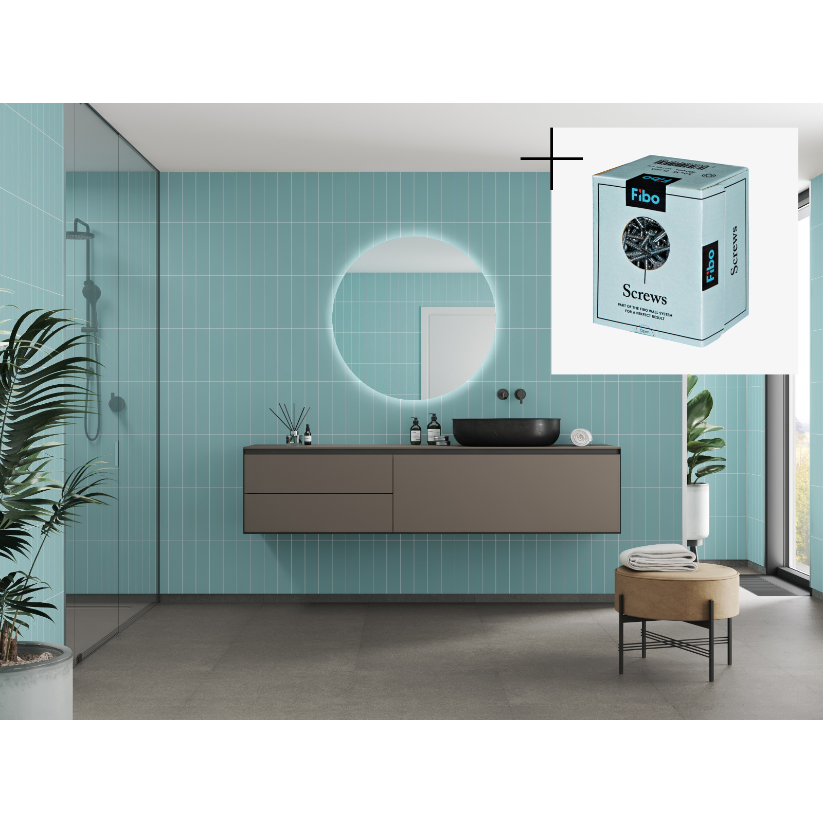 Baderomspanel Fibo 3212-M0830 Aqua Mint med Monteringsskruer