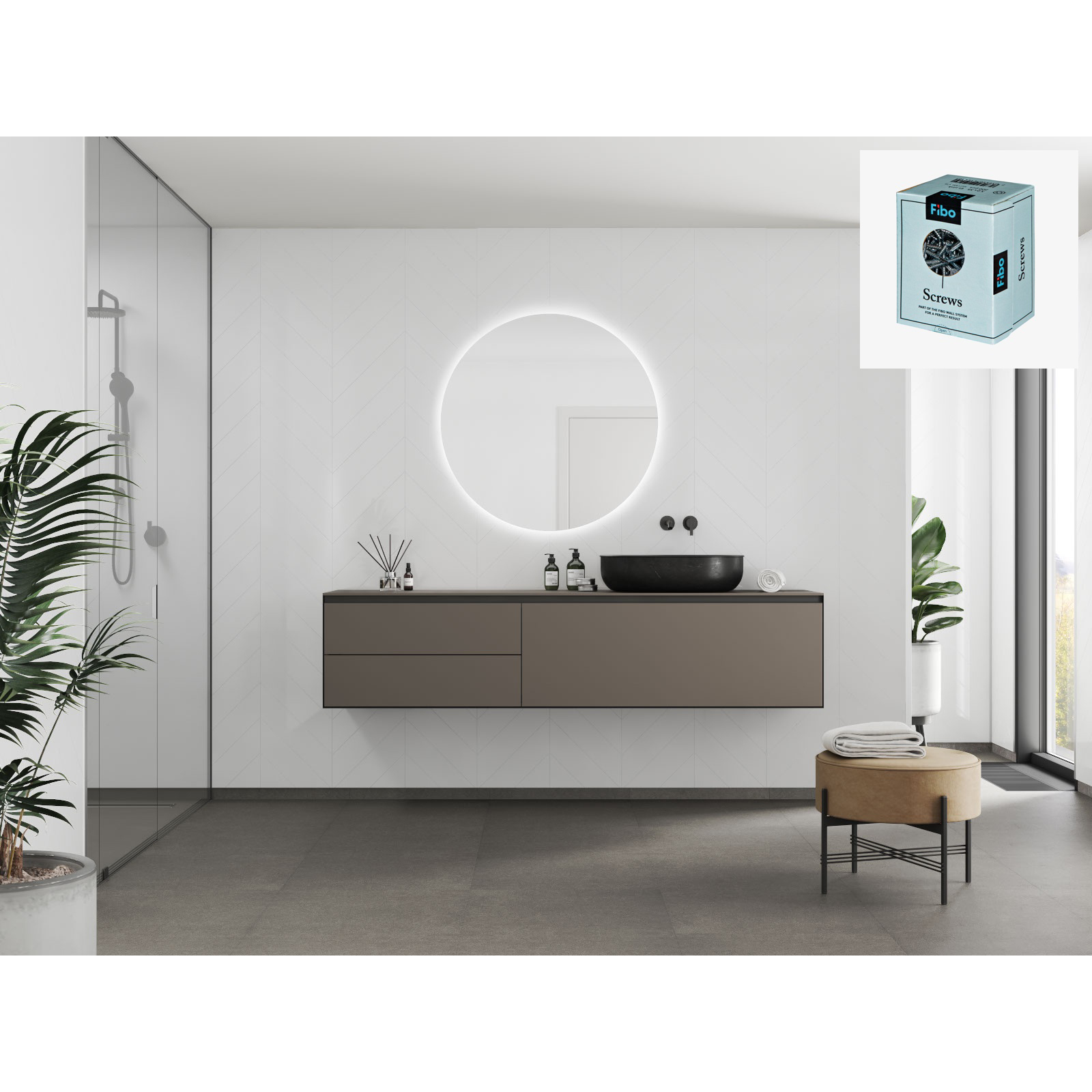 Baderomspanel Fibo 5091 M78 Athen White med Monteringsskruer