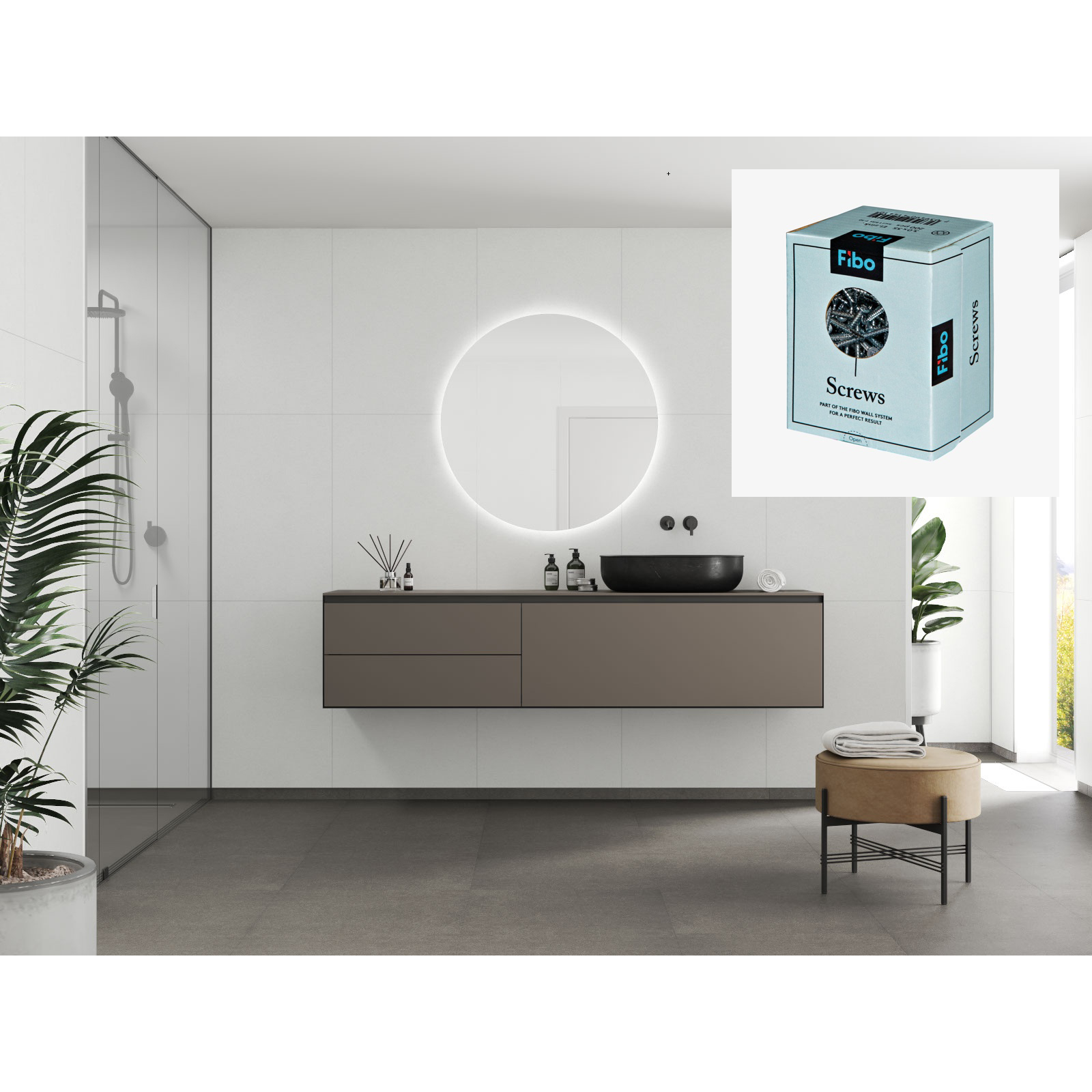 Baderomspanel Fibo 7616-M6080 Moonstone med Monteringsskruer