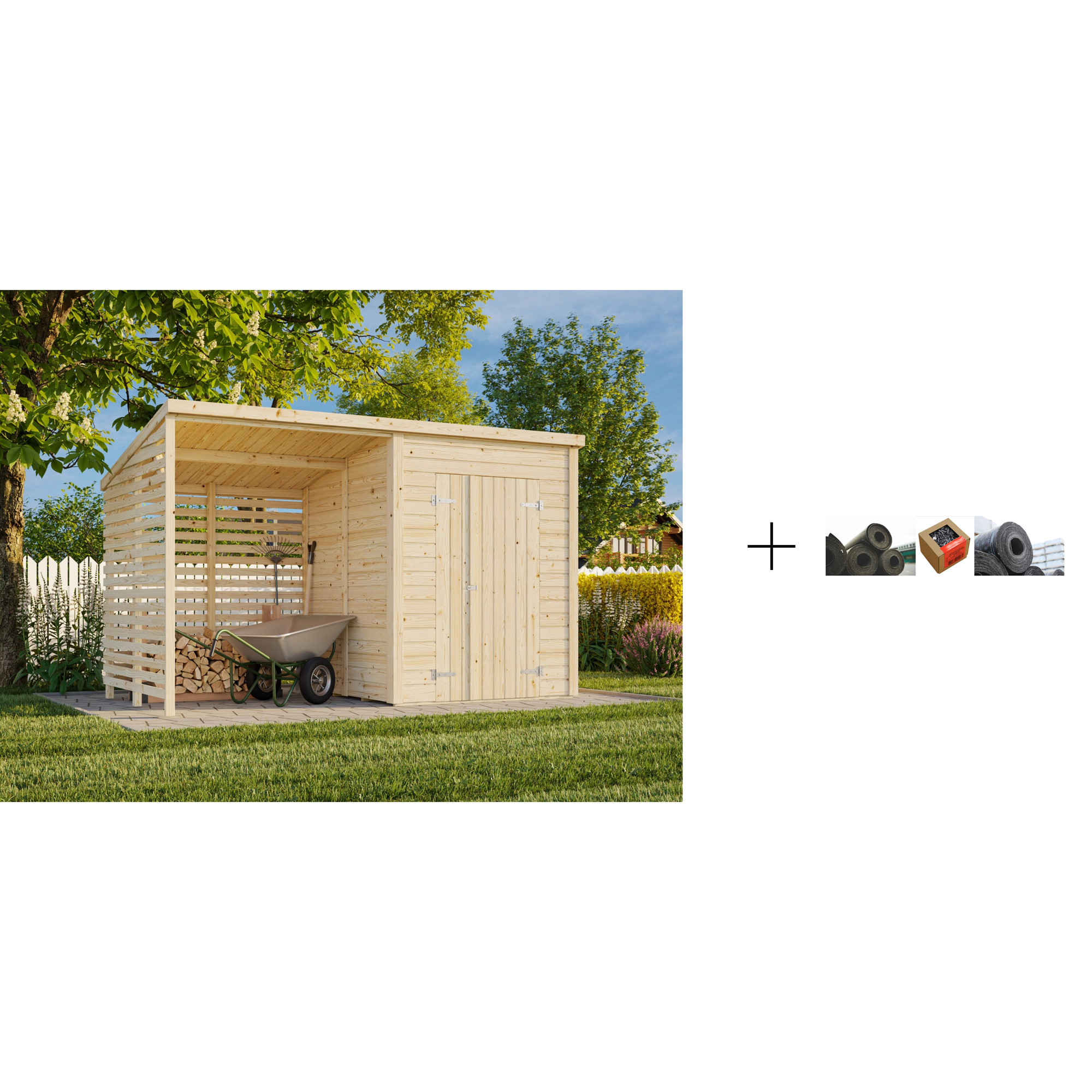 Redskapsbod Palmako Leif 3,0 + 2,9 m2 med Papp, Spiker og SBS Takbelegg