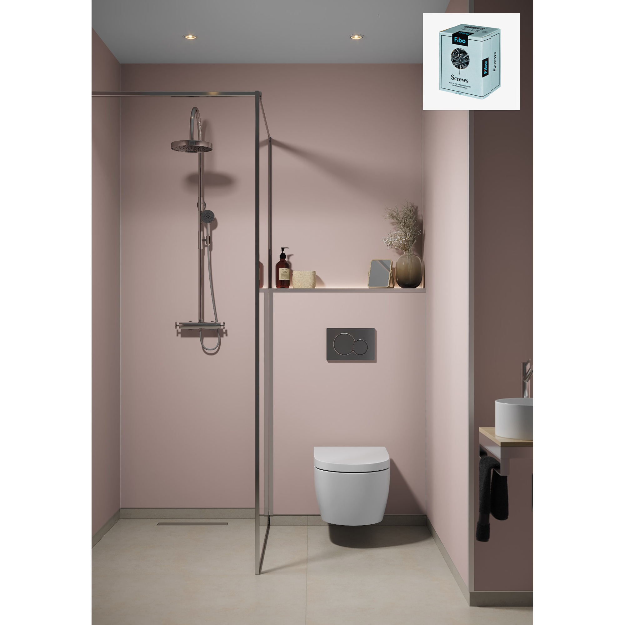 Baderomspanel Fibo 5218-M00 Dusky Pink med Monteringsskruer