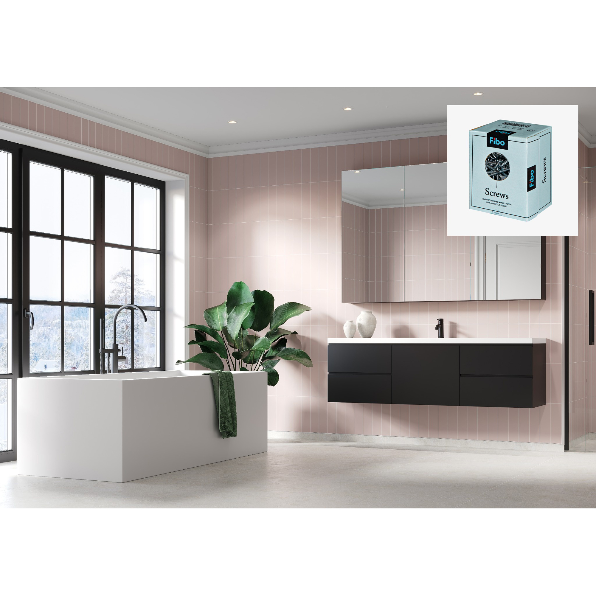 Baderomspanel Fibo 5218-M0830 Dusky Pink med Monteringsskruer