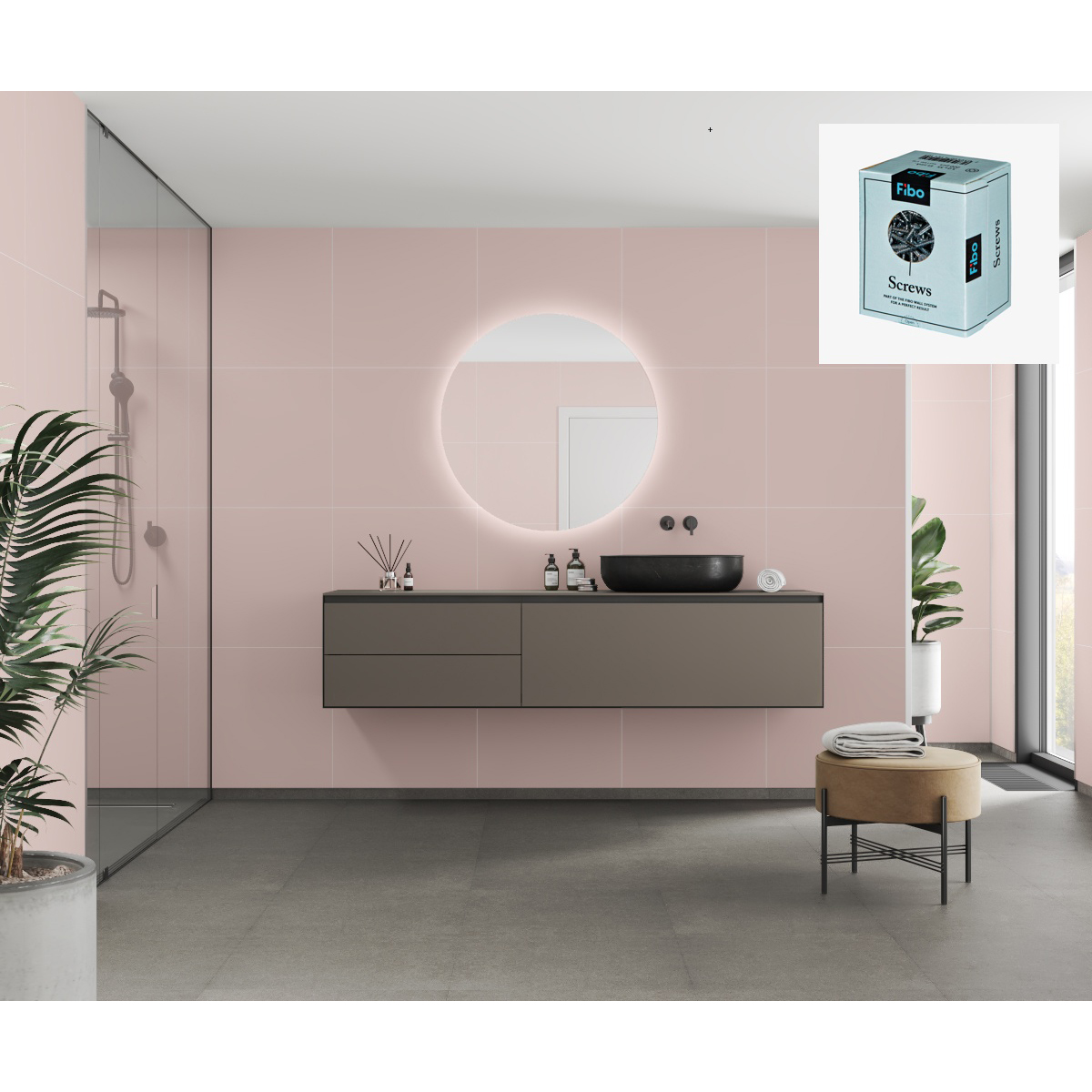 Baderomspanel Fibo 5218-M6060 Dusky Pink med Monteringsskruer