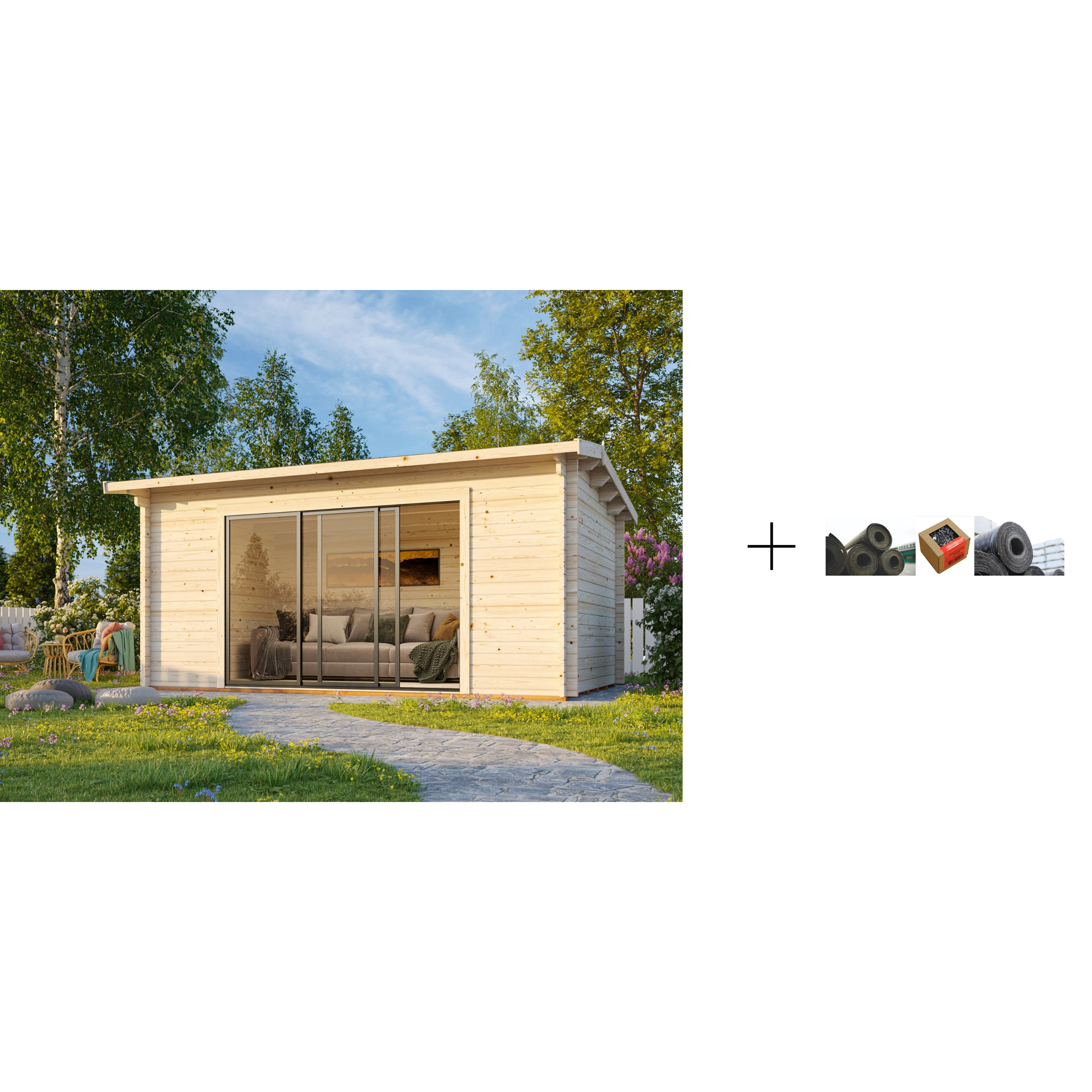 Hagestue Palmako Ines 13,7 m2 med Papp, Spiker og SBS Takbelegg