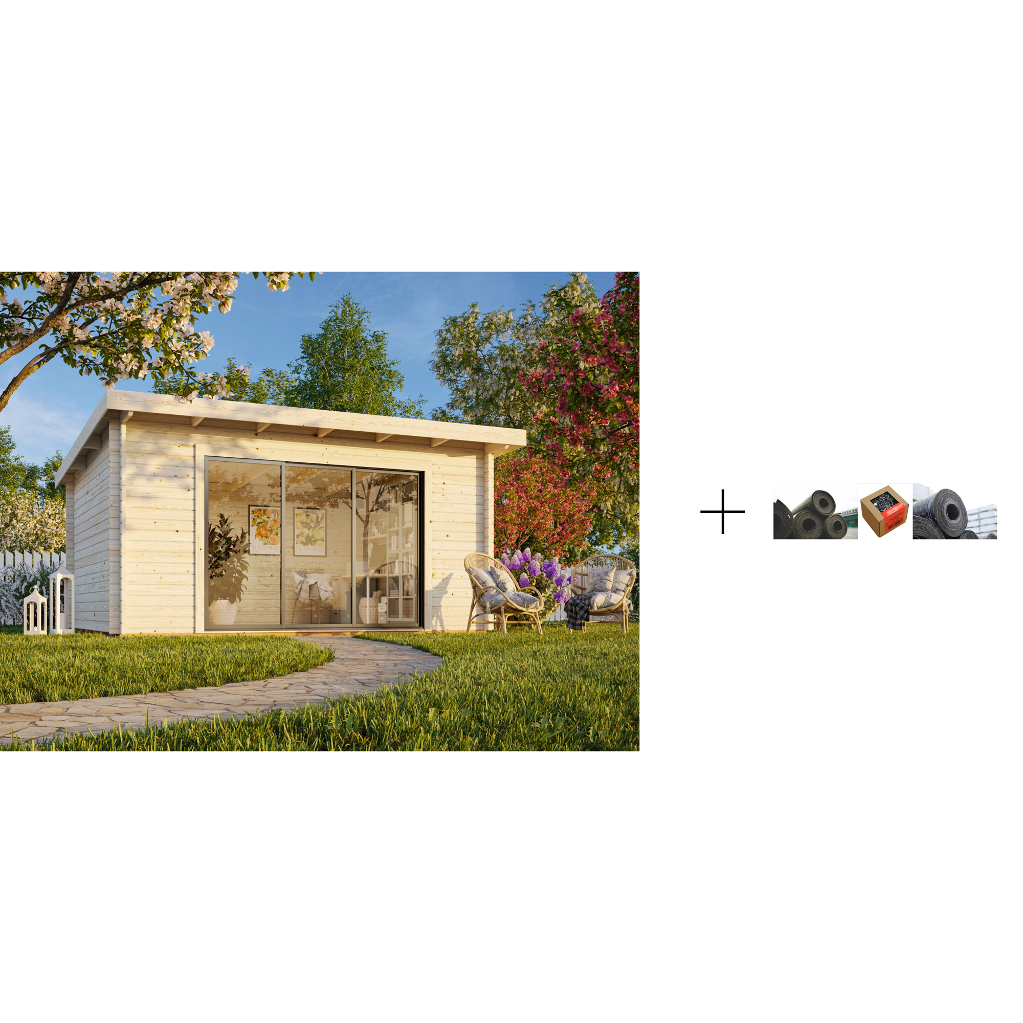 Hagestue Palmako Lea 14,2 m2 med Papp, Spiker og SBS Takbelegg